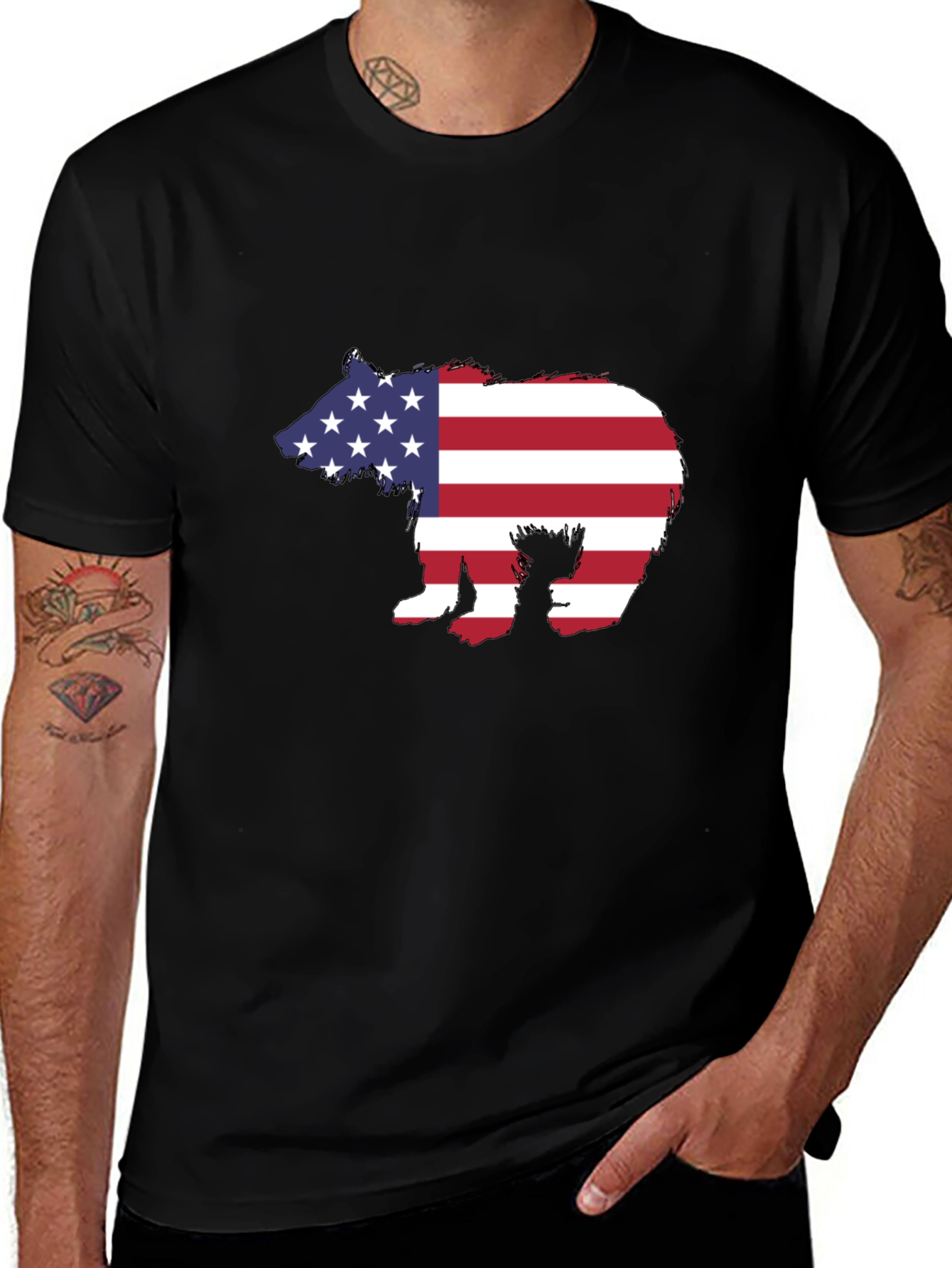 Variant 24 of American Flag Bear Graphic Tee - Patriotic T-Shirt