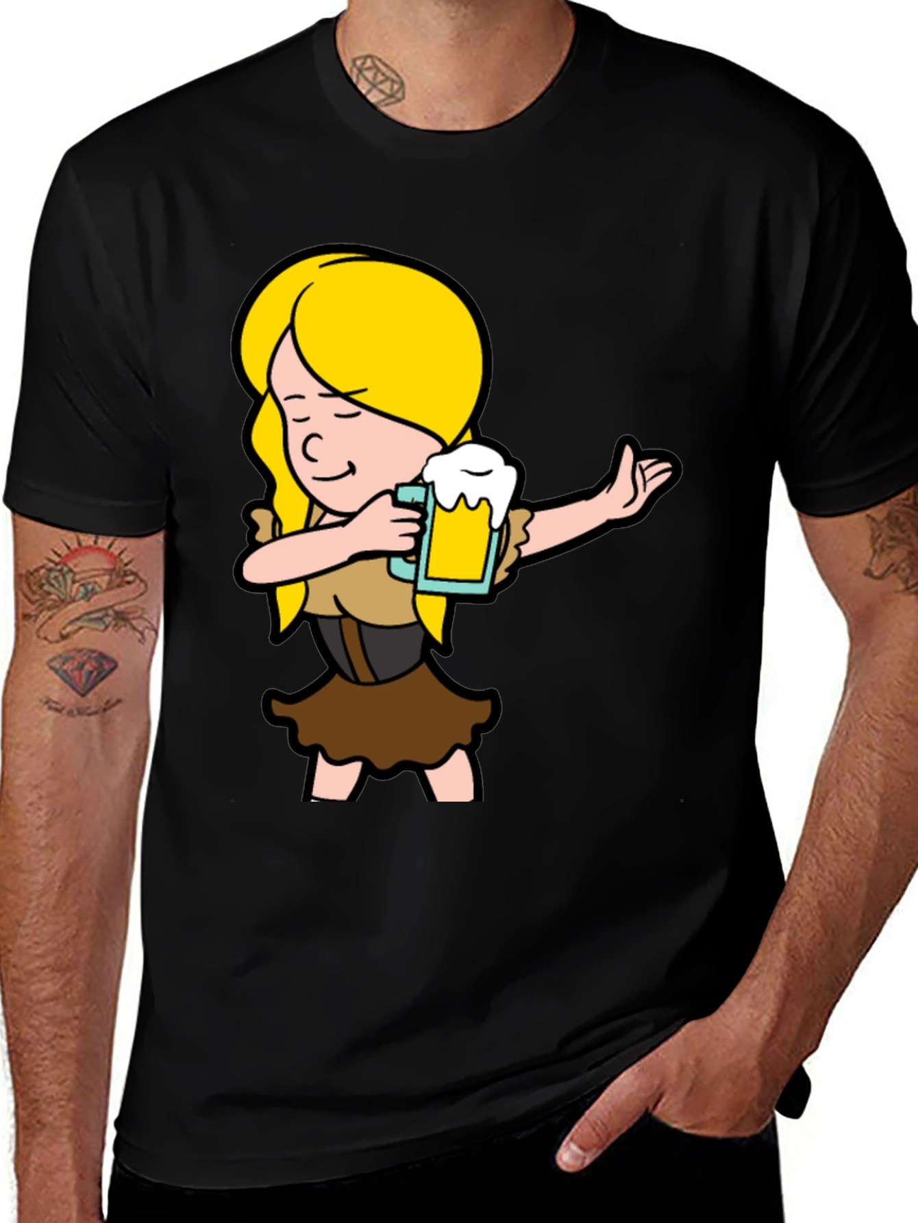Variant 17 of Cartoon Girl Dabbing With Beer Mug T-Shirt