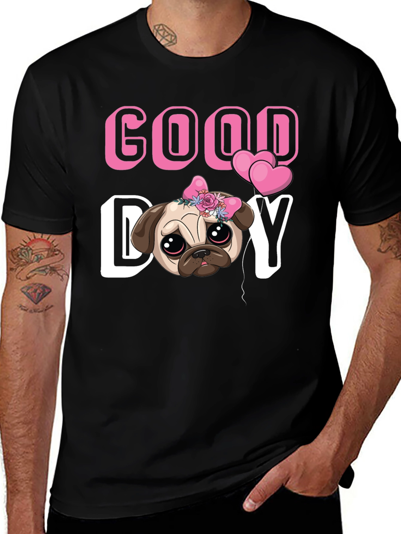 Variant 11 of Good Day Pug T-Shirt - Cute Puppy Tee
