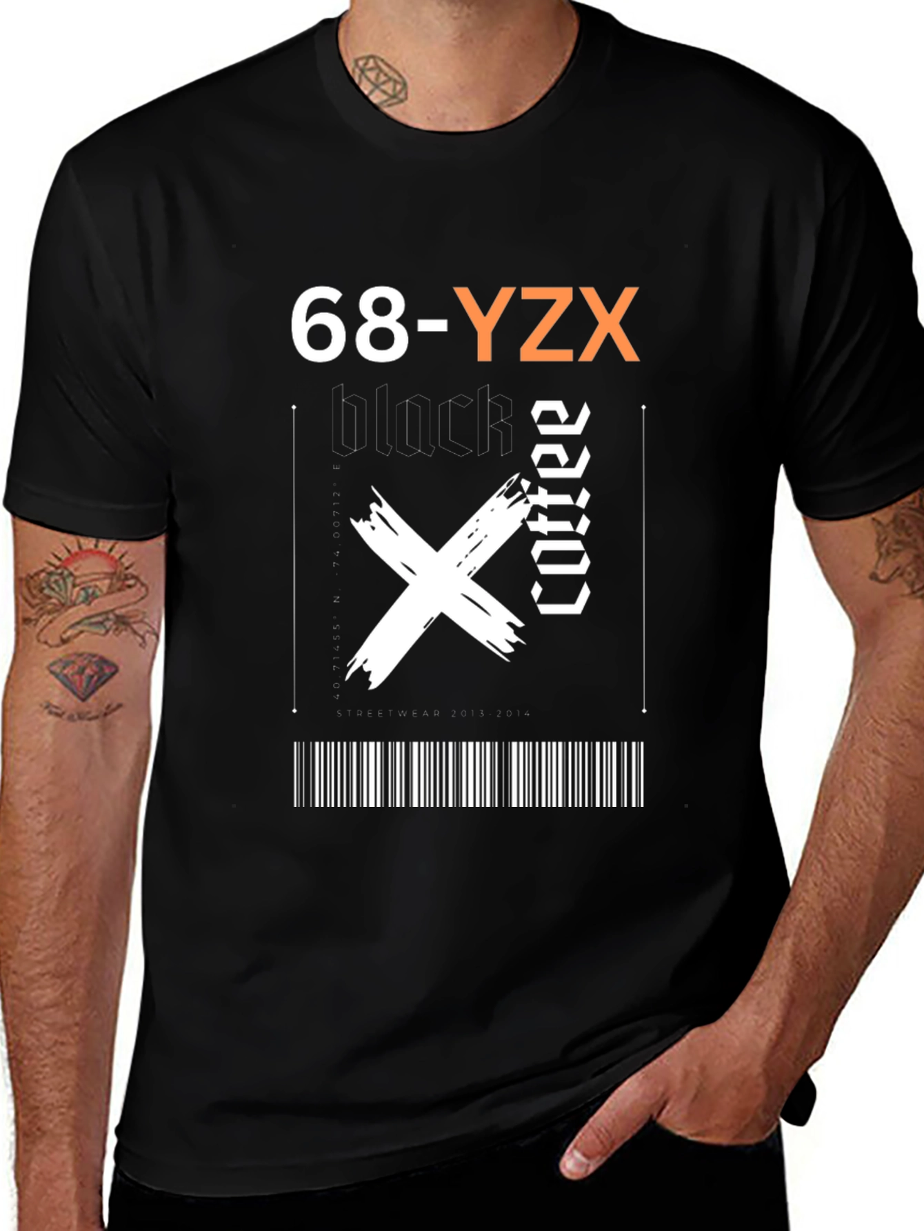 Variant 10 of Black Coffee Graphic Tee - Trendy Barcode Design