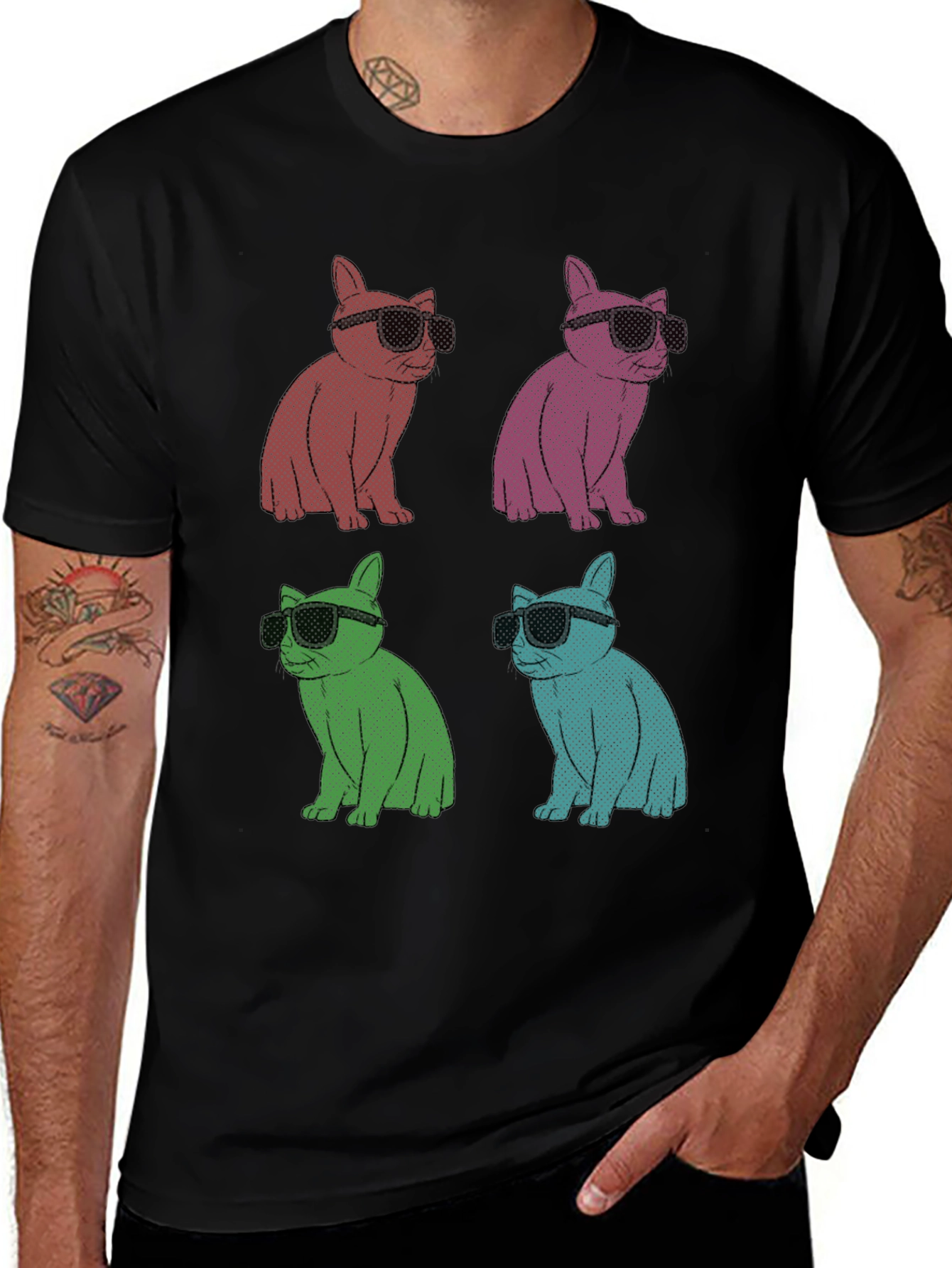 Variant 23 of Cool Cat Pop Art T-Shirt