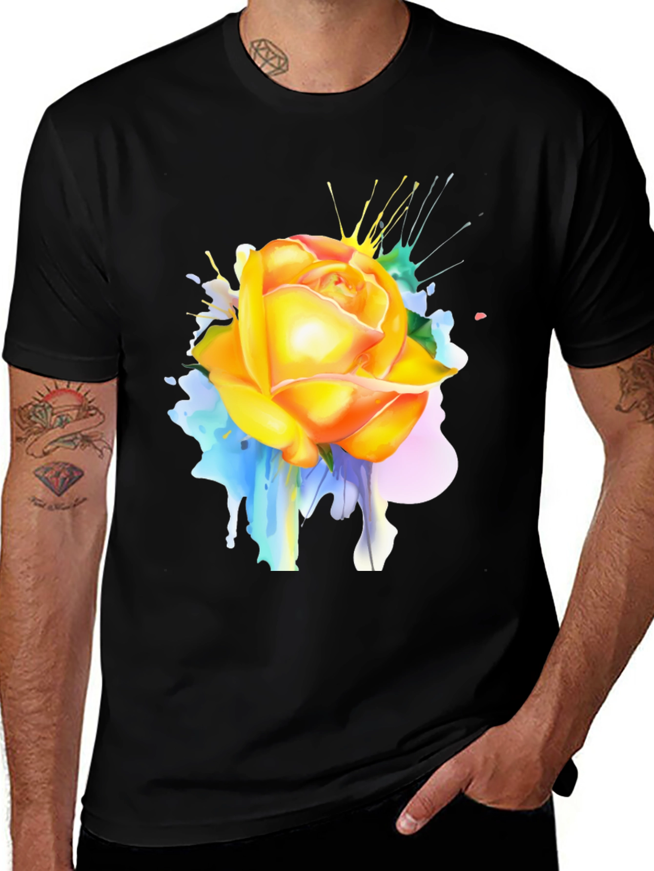 Variant 11 of Rose Splash Graphic Tee - Modern Art T-Shirt