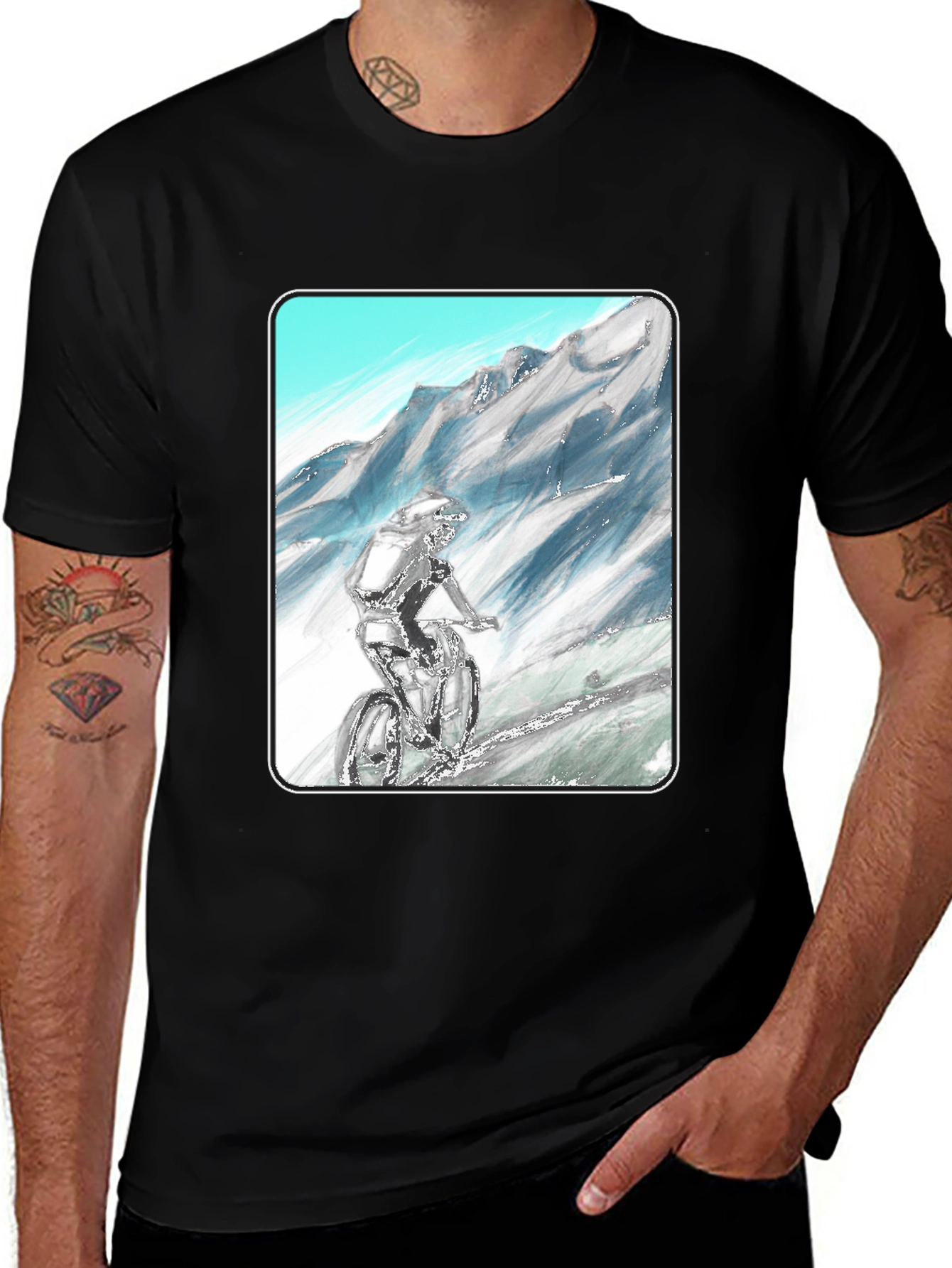 Variant 9 of Mountain Biker Graphic Tee - Adventure Ready!