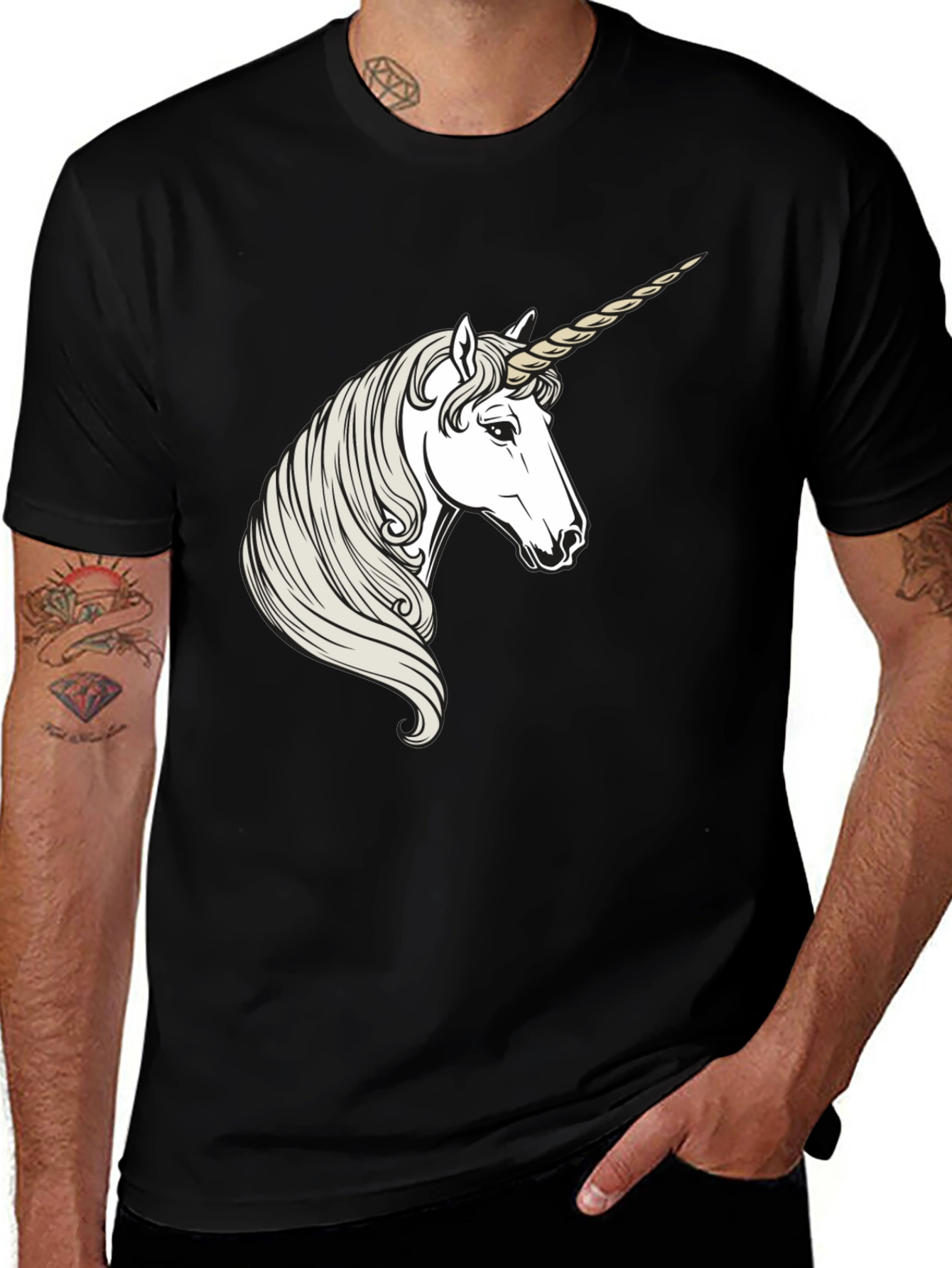 Variant 21 of Unicorn Graphic Tee - Black Cotton T-Shirt