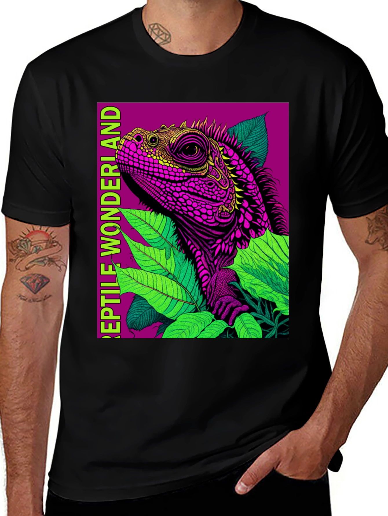 Variant 7 of Reptile Wonderland T-Shirt: Vibrant Lizard Design