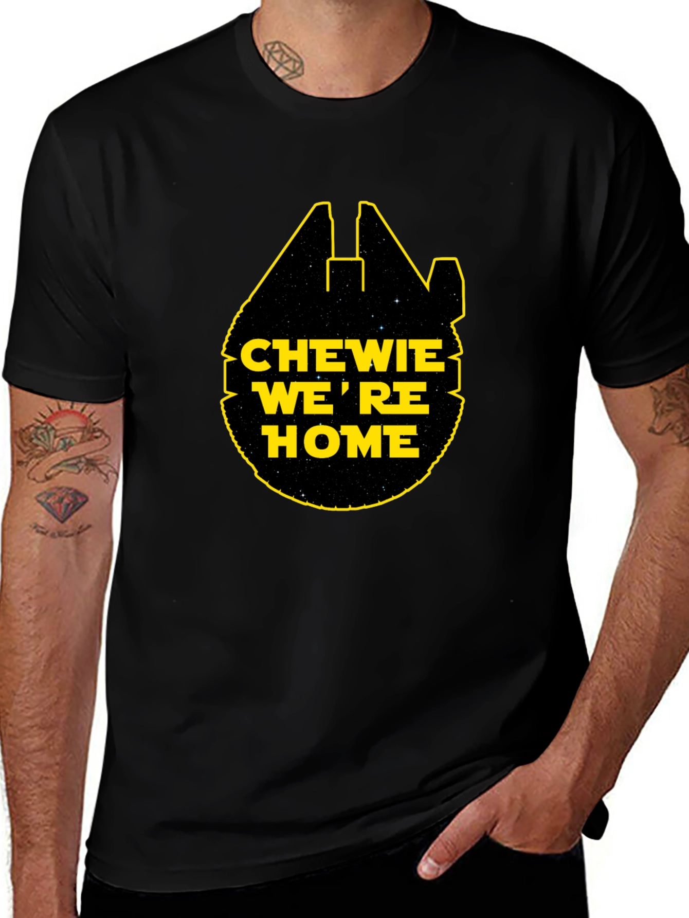 Chewie We're Home Star Wars Millennium Falcon T-Shirt