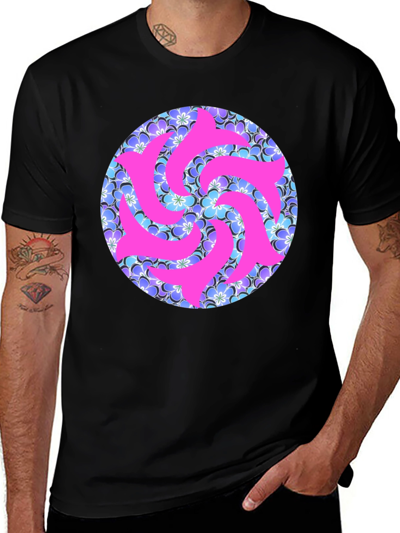 Variant 24 of Vibrant Floral & Abstract Pink Swirl T-Shirt