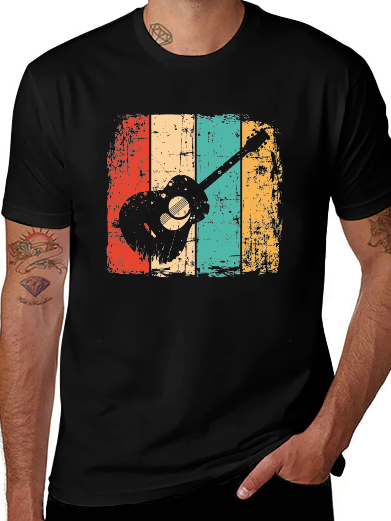 Variant 4 of Retro Guitar T-Shirt Vintage Style Music Tee