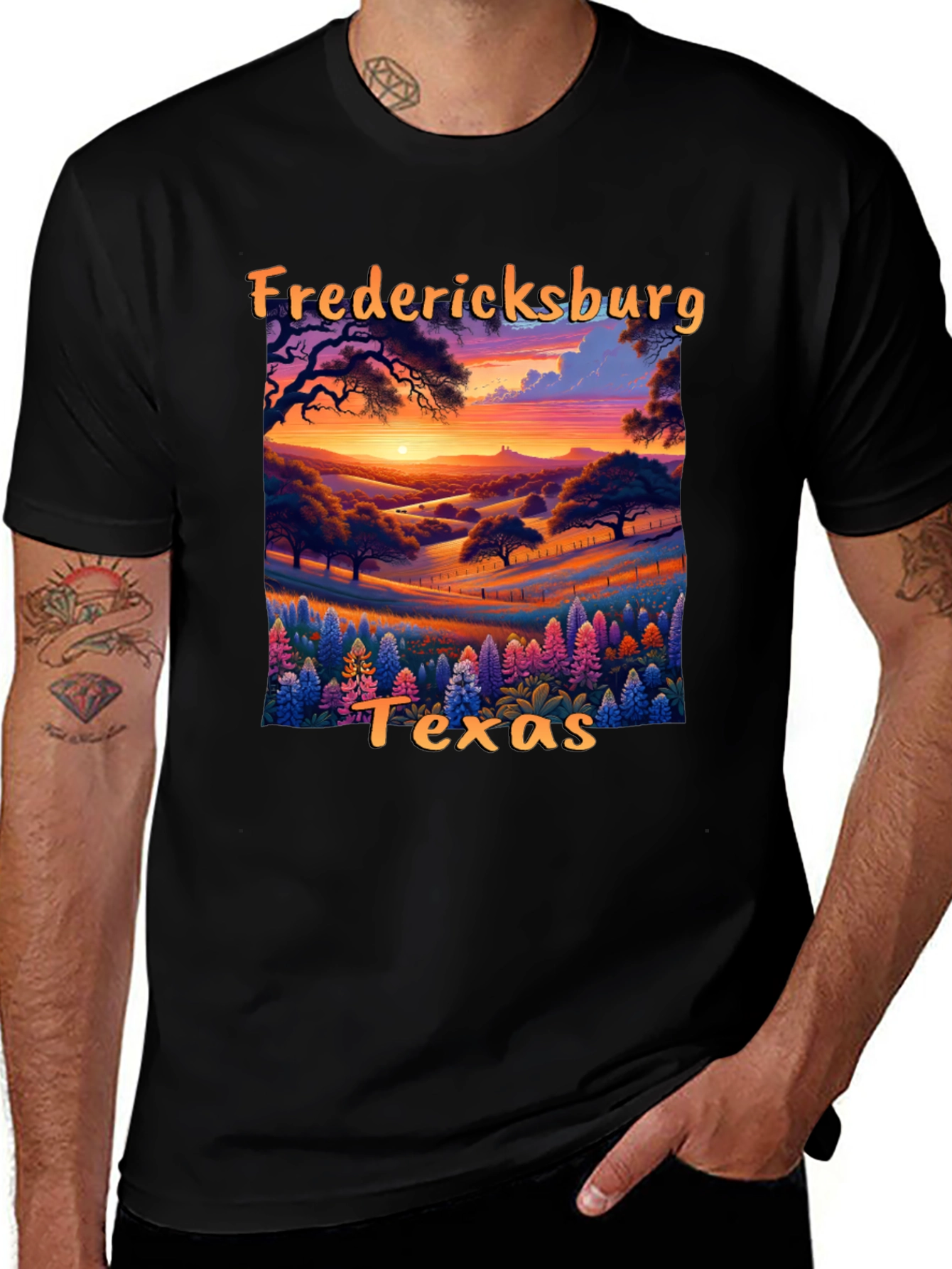 Fredericksburg Texas Scenic Sunset Graphic Tee