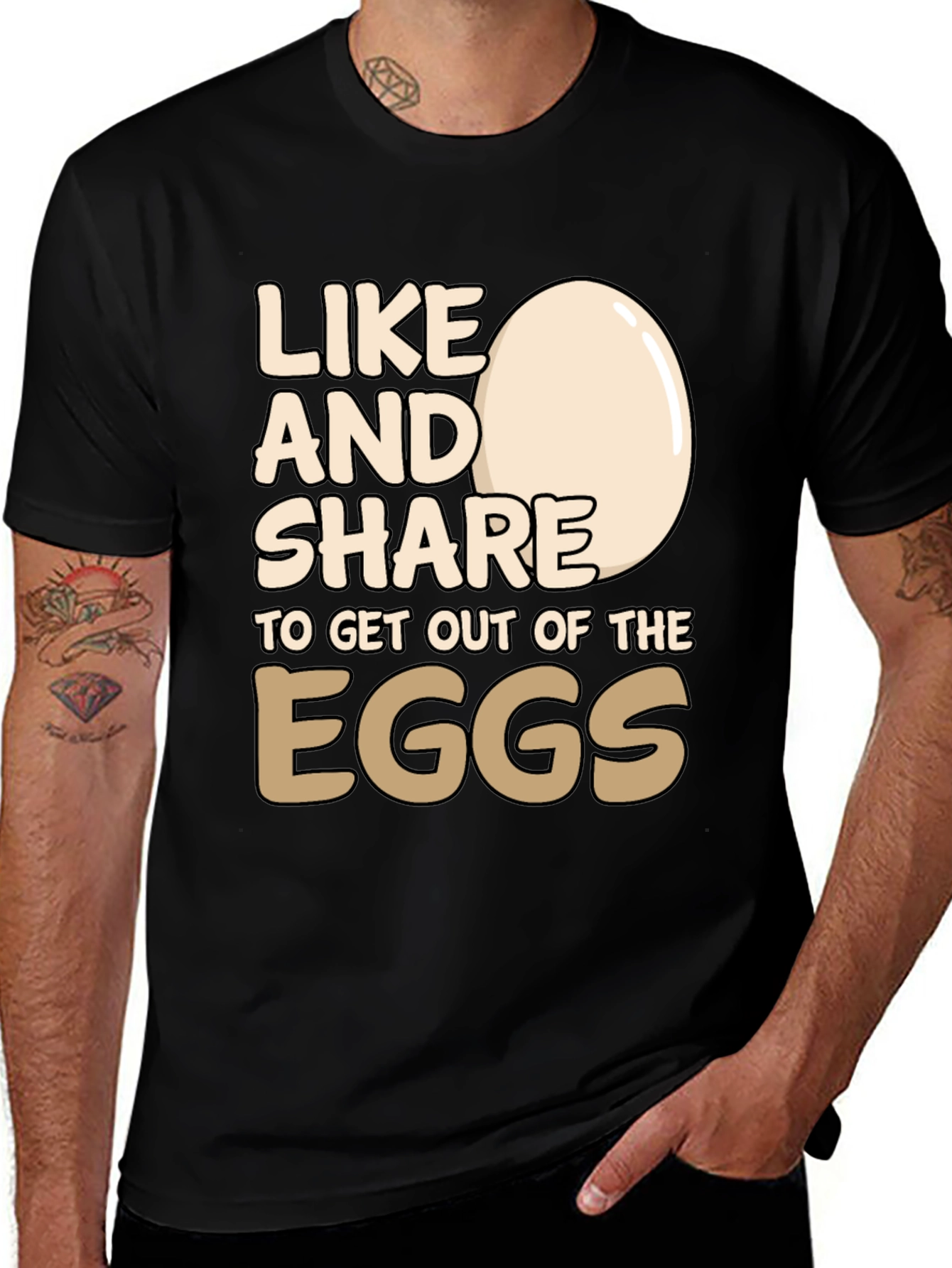 Variant 4 of Like & Share Egg T-Shirt - Funny Graphic Tee