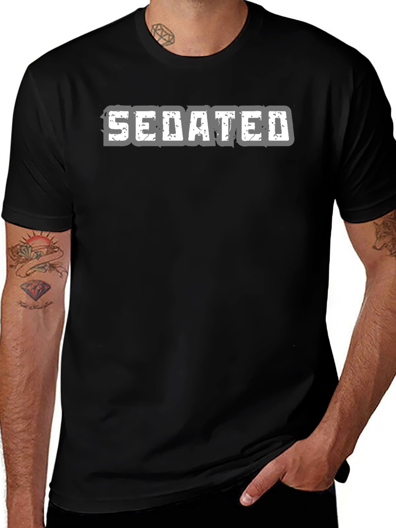 Variant 21 of Sedated Graphic Print Black T-Shirt