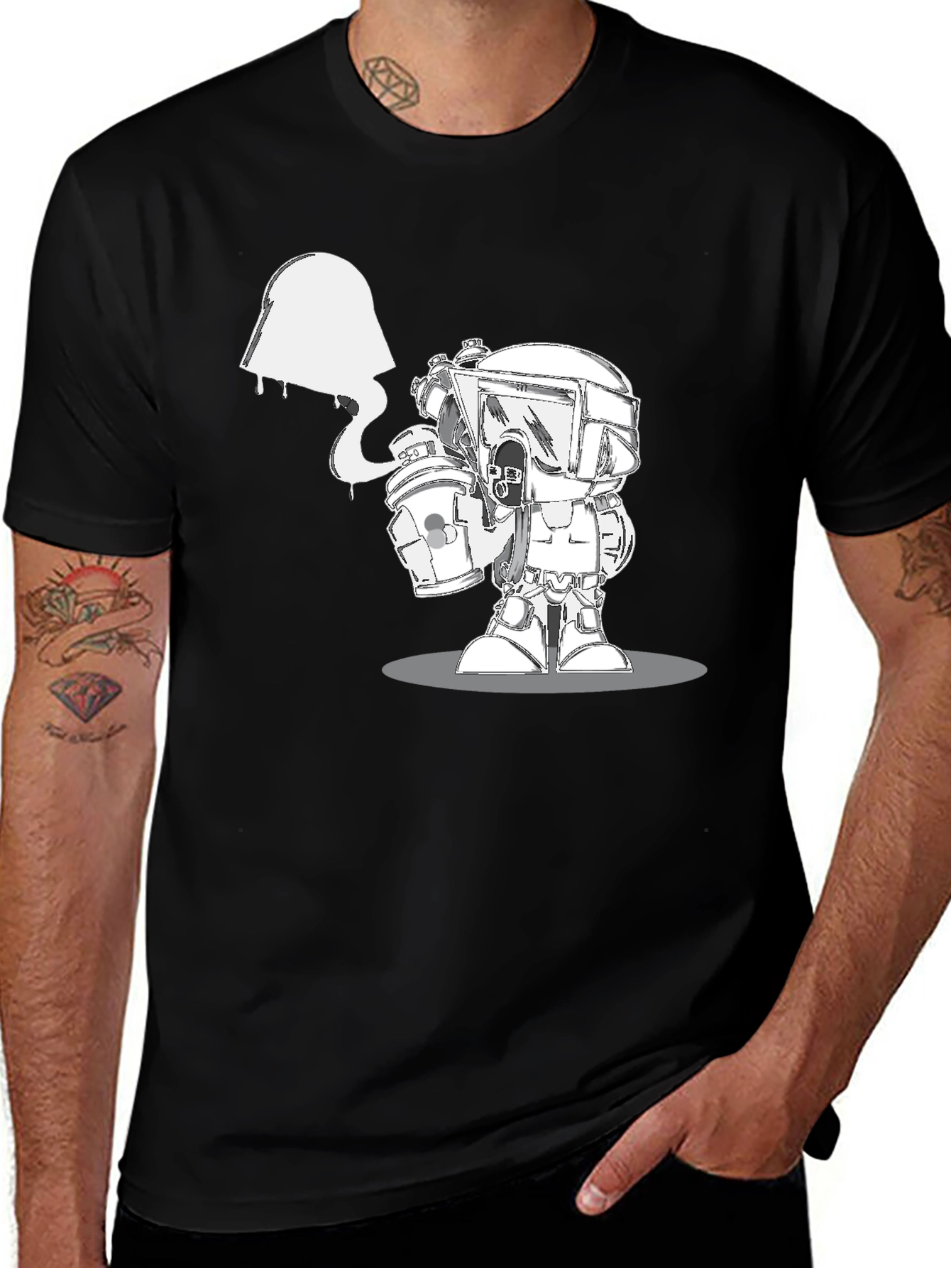 Variant 4 of Unique Graphic Print Black Cotton Blend T-Shirt