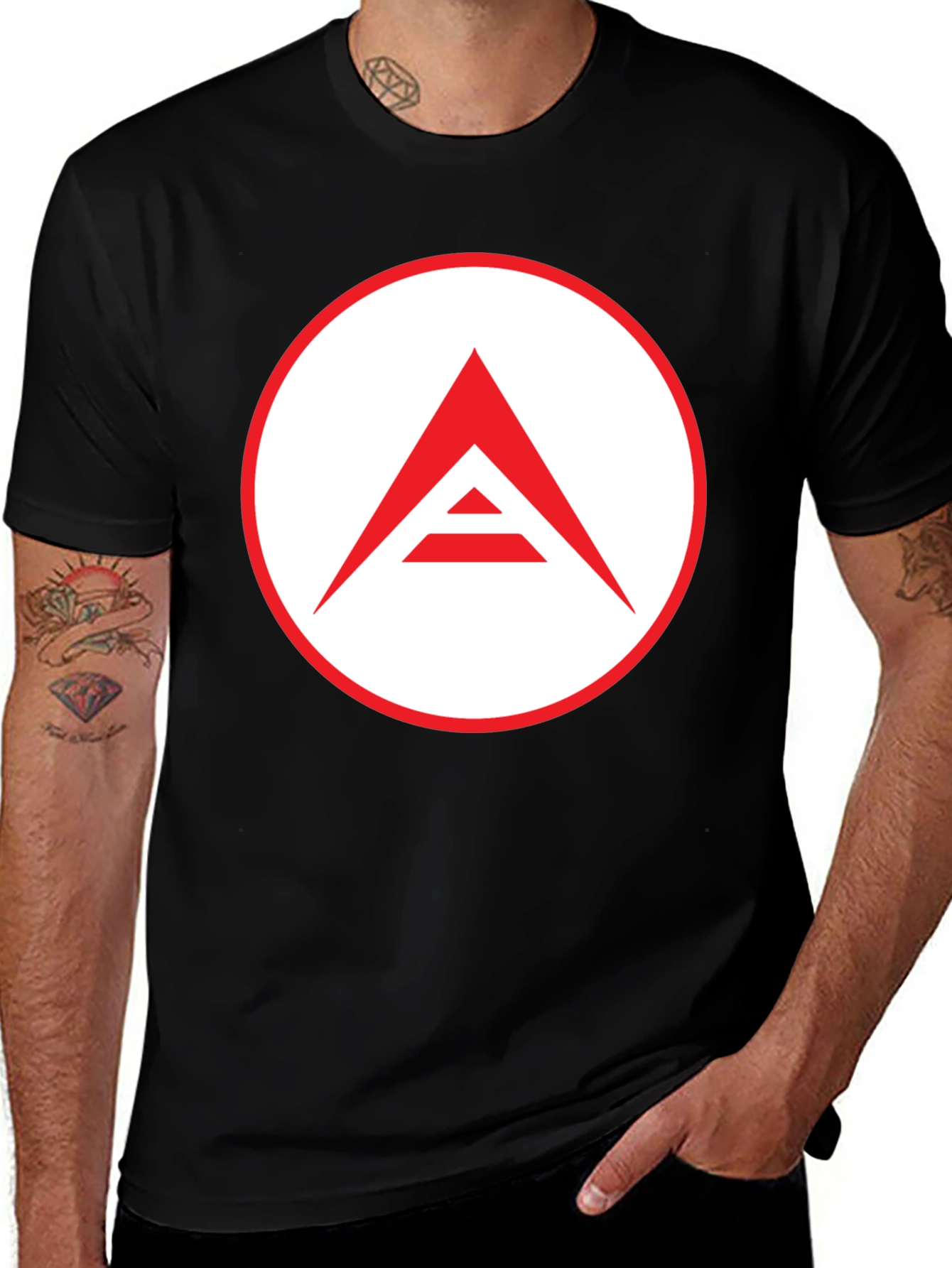 Variant 26 of Men's Black T-Shirt with Geometric Logo