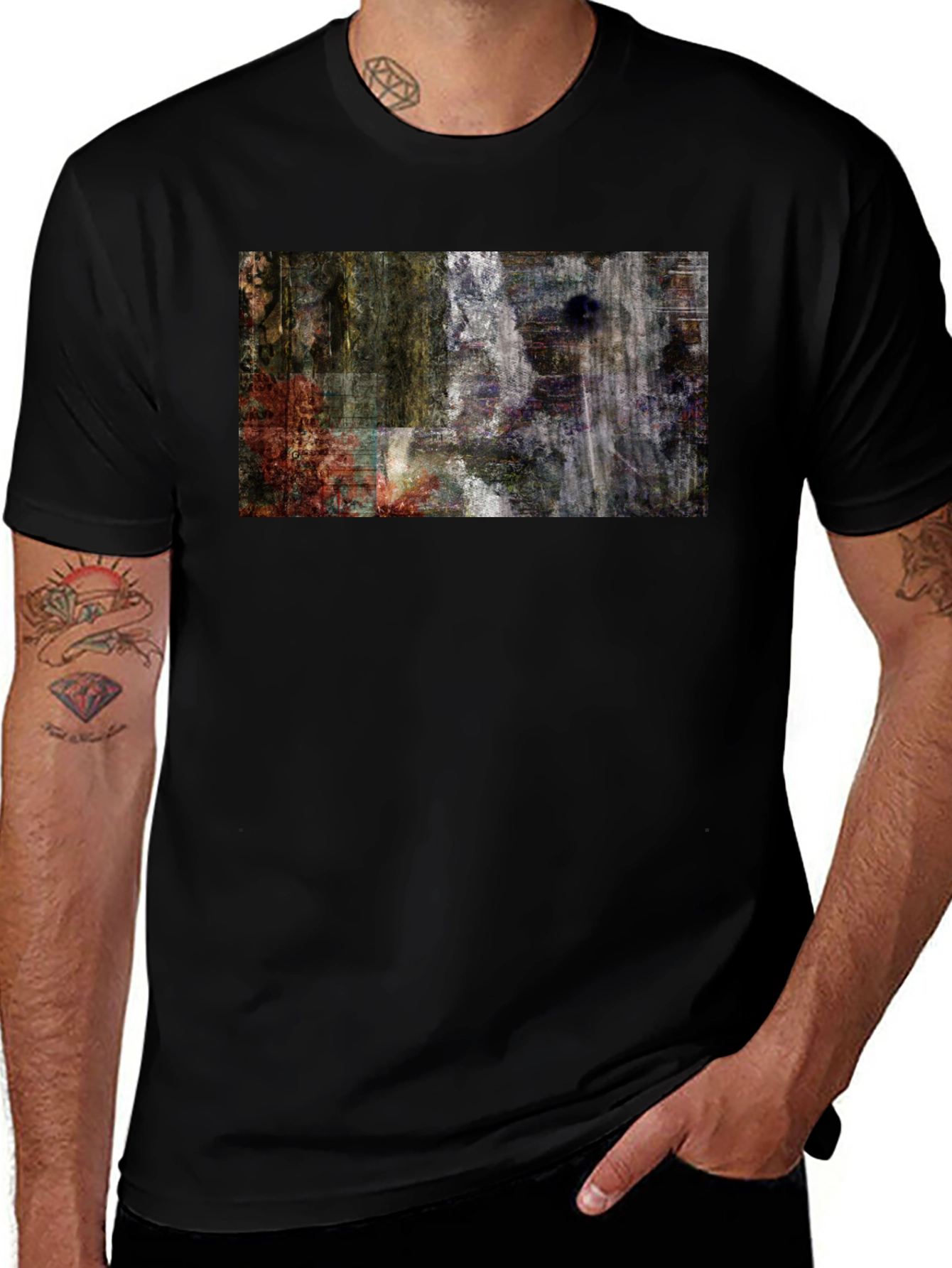 Variant 4 of Abstract Art Print Black T-Shirt