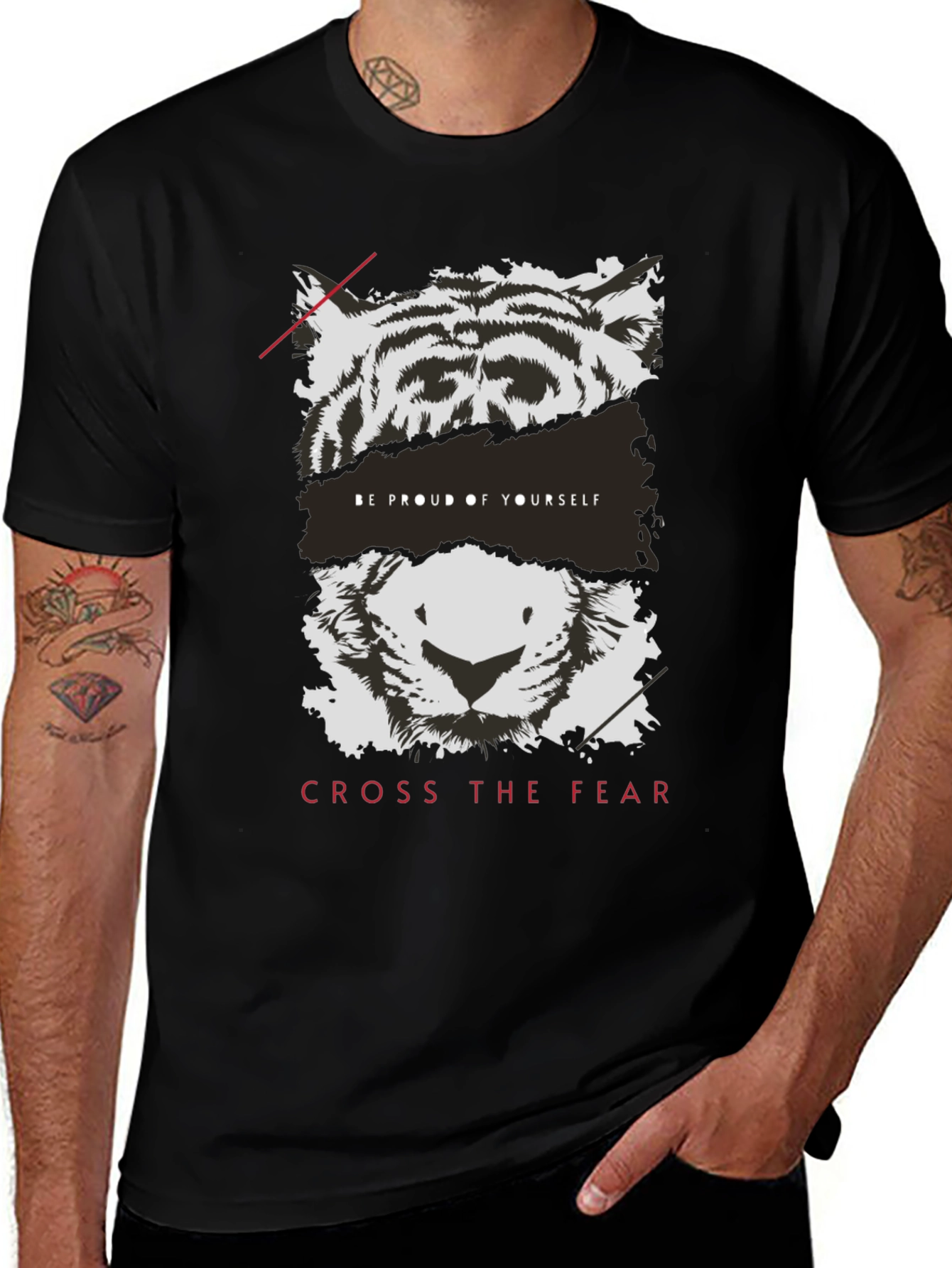 Variant 7 of Tiger Graphic Tee - Be Proud, Cross Fear