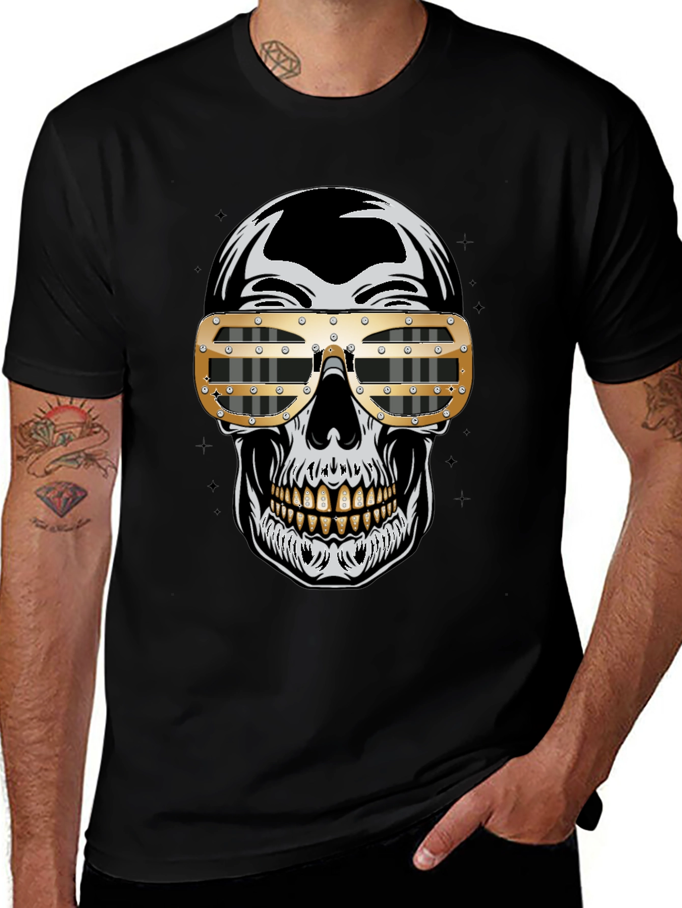 Variant 23 of Skull Graphic Tee - Gold Sunglasses