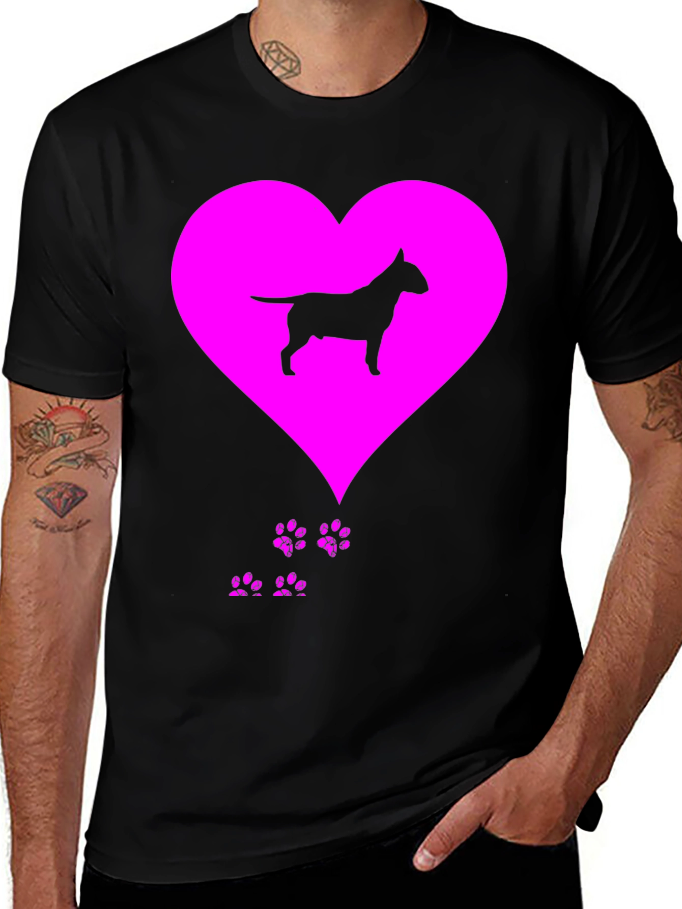 Variant 3 of Bull Terrier Heart Paw Print T-Shirt - Dog Lover Tee