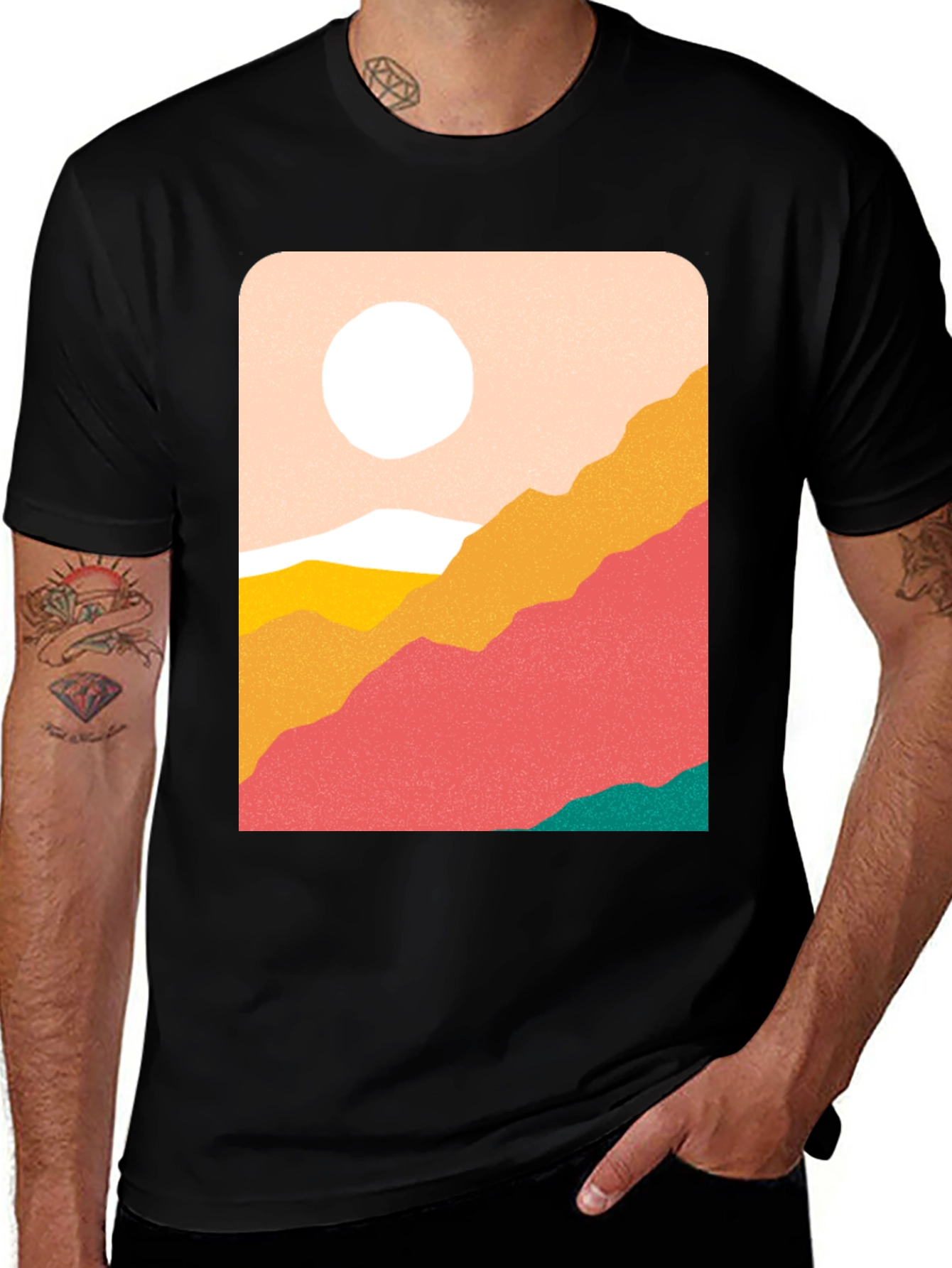 Variant 15 of Abstract Landscape Graphic Tee - Black