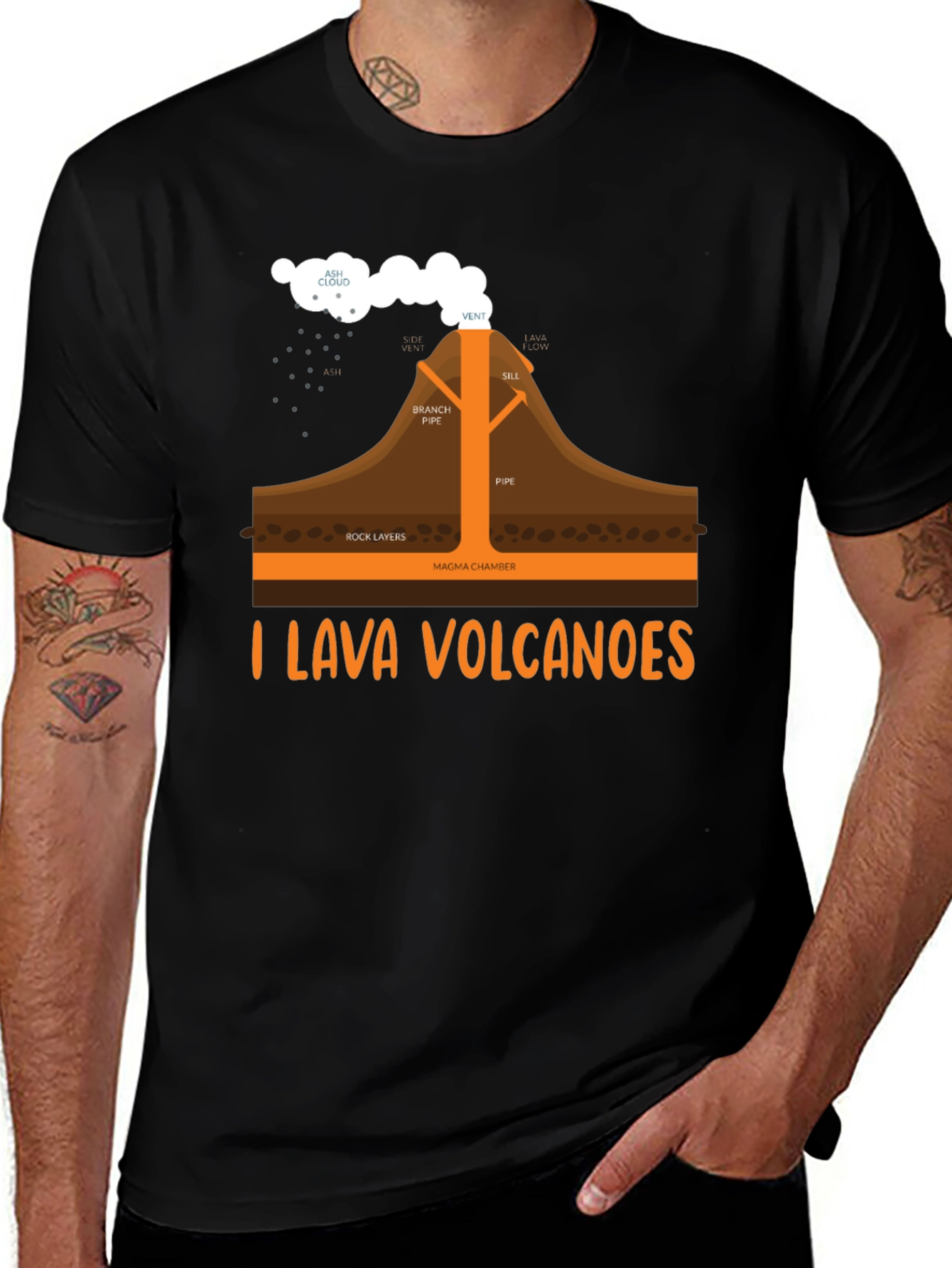 Variant 28 of I Lava Volcanoes Funny Graphic T-Shirt