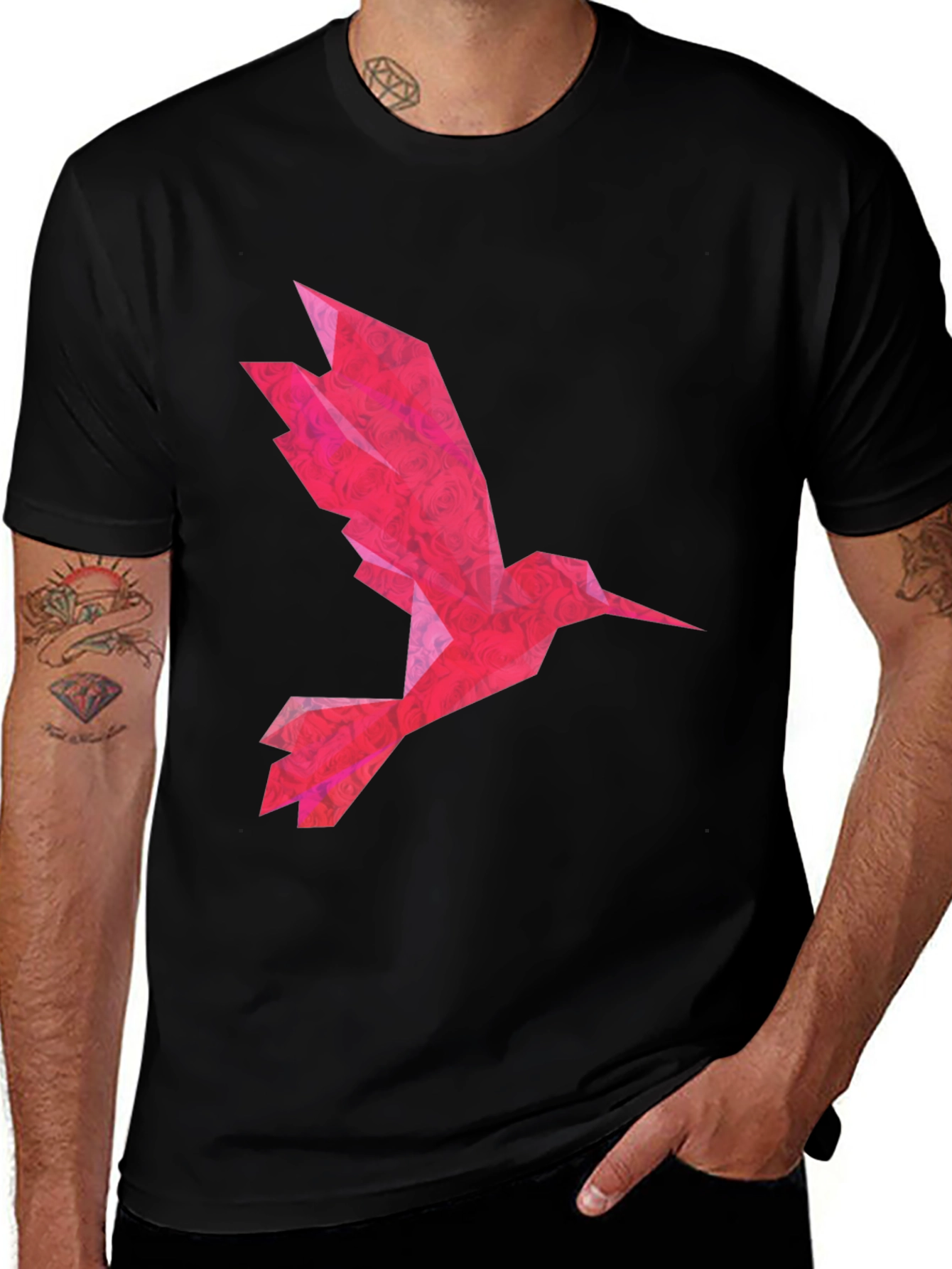 Variant 9 of Geometric Hummingbird T-Shirt - Modern Graphic Tee