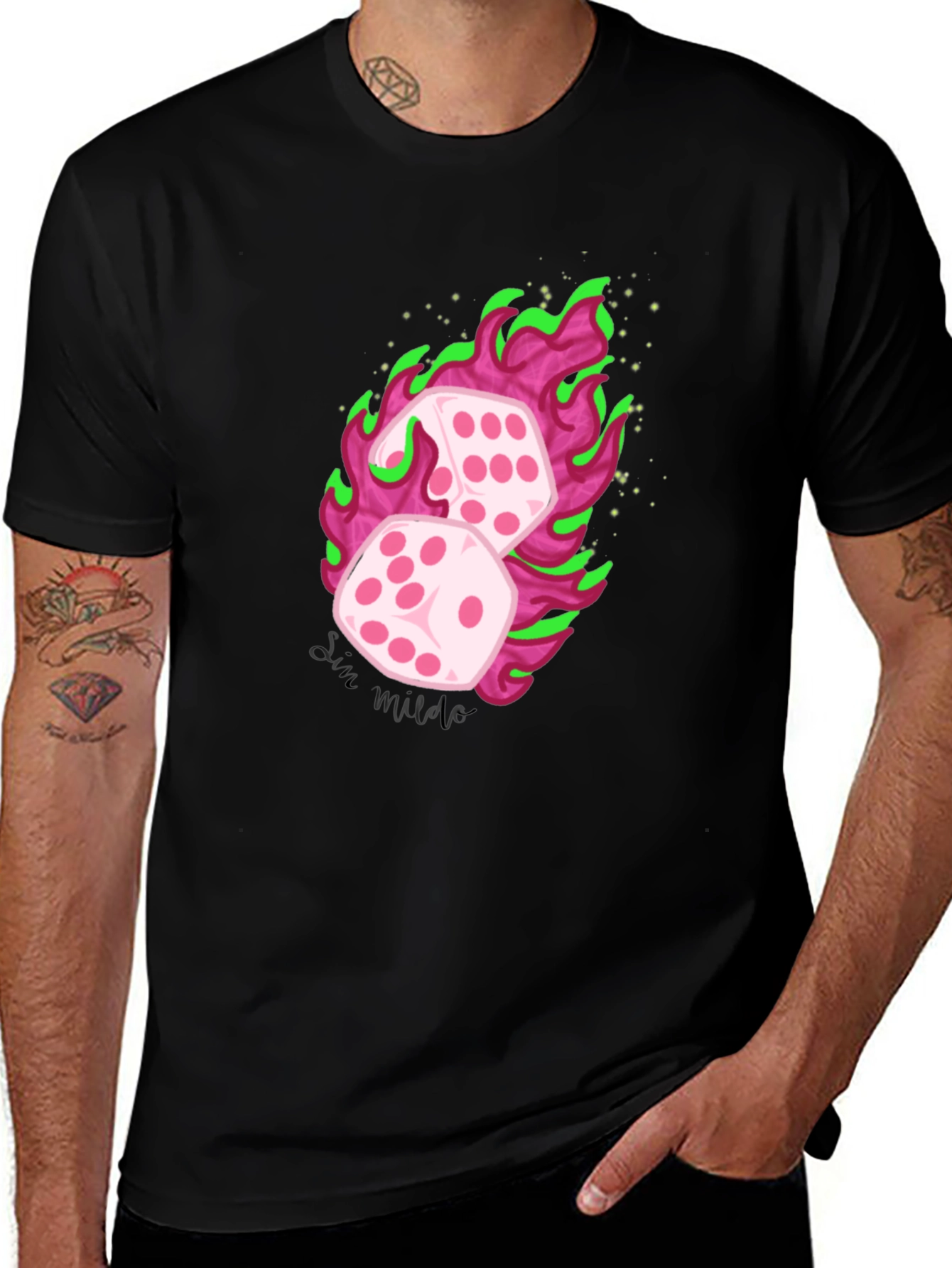 Variant 23 of Flaming Dice Graphic Tee - Luck Be a Lady!