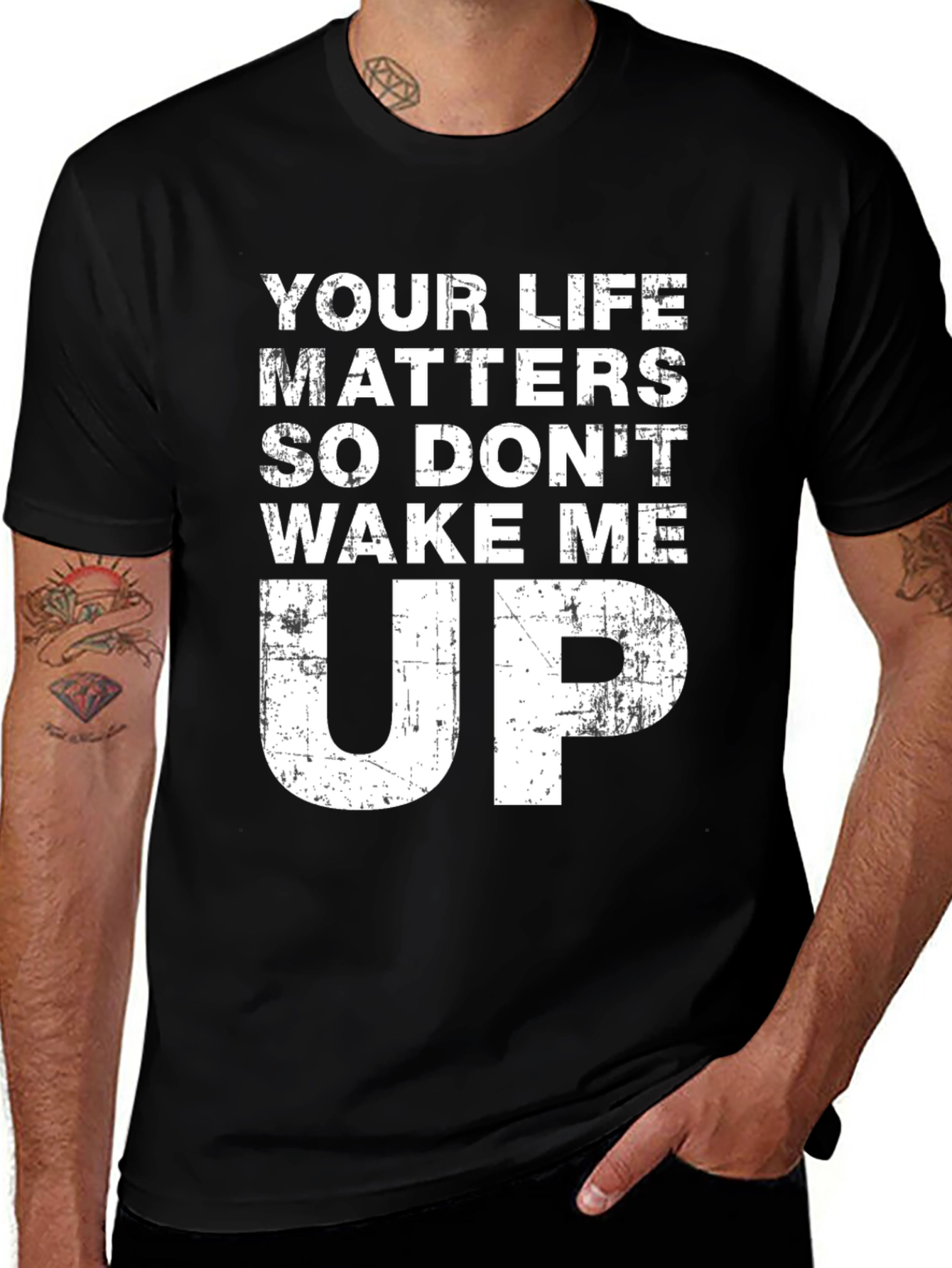 Variant 9 of Your Life Matters - Funny Slogan Black T-Shirt