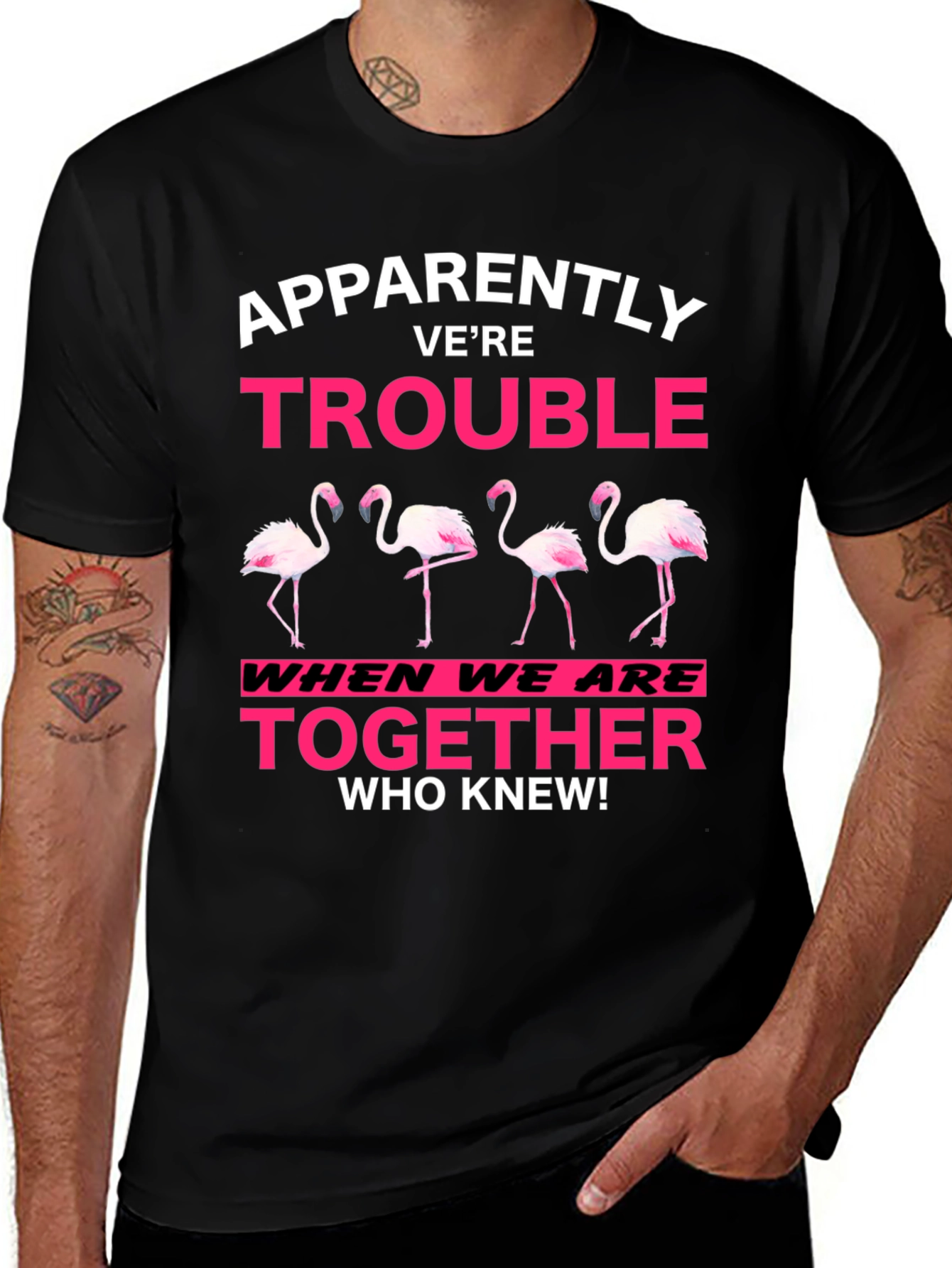 Variant 6 of Funny Flamingo Trouble Graphic T-Shirt