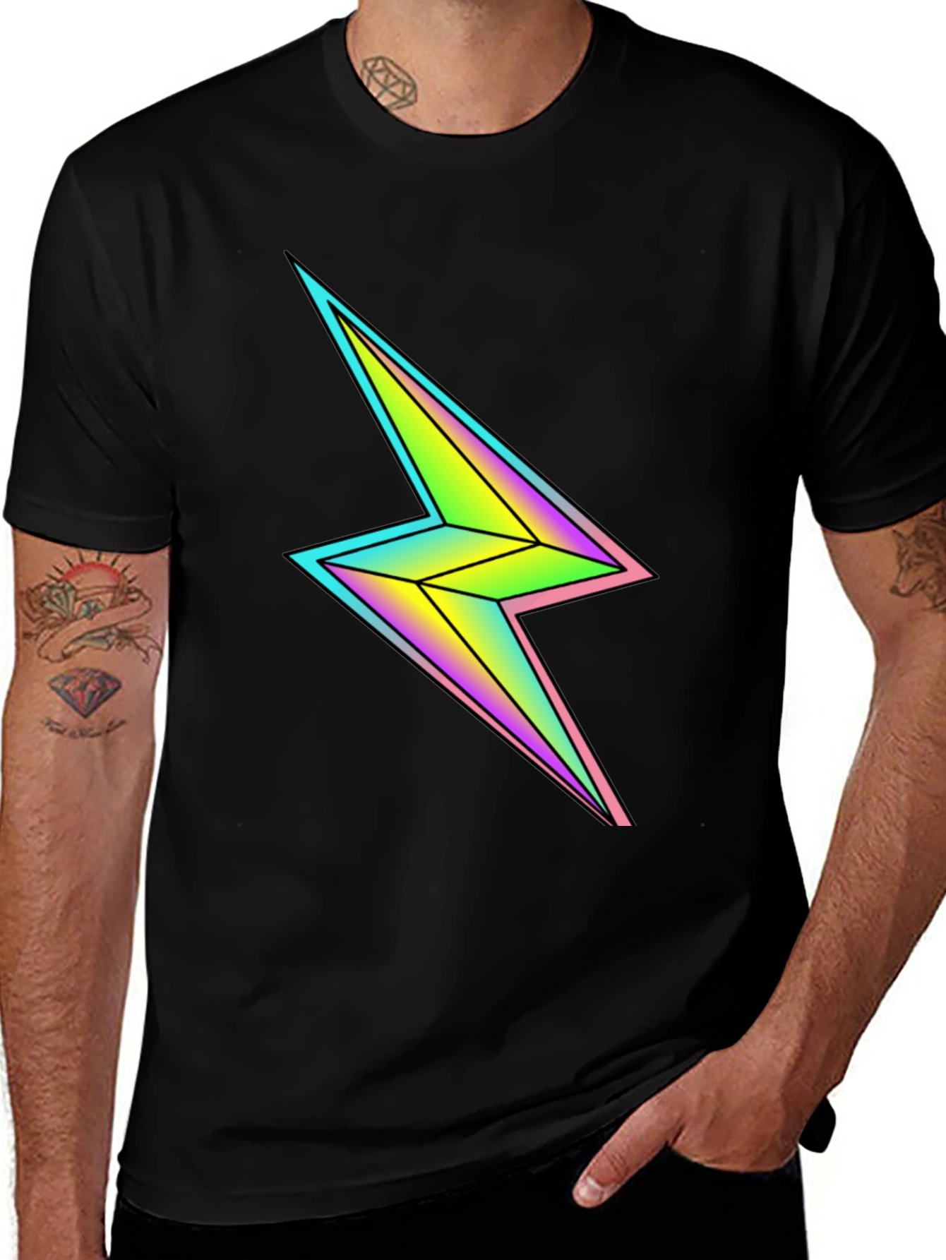 Variant 21 of Geometric Lightning Bolt Tee - Cool Graphic T-Shirt
