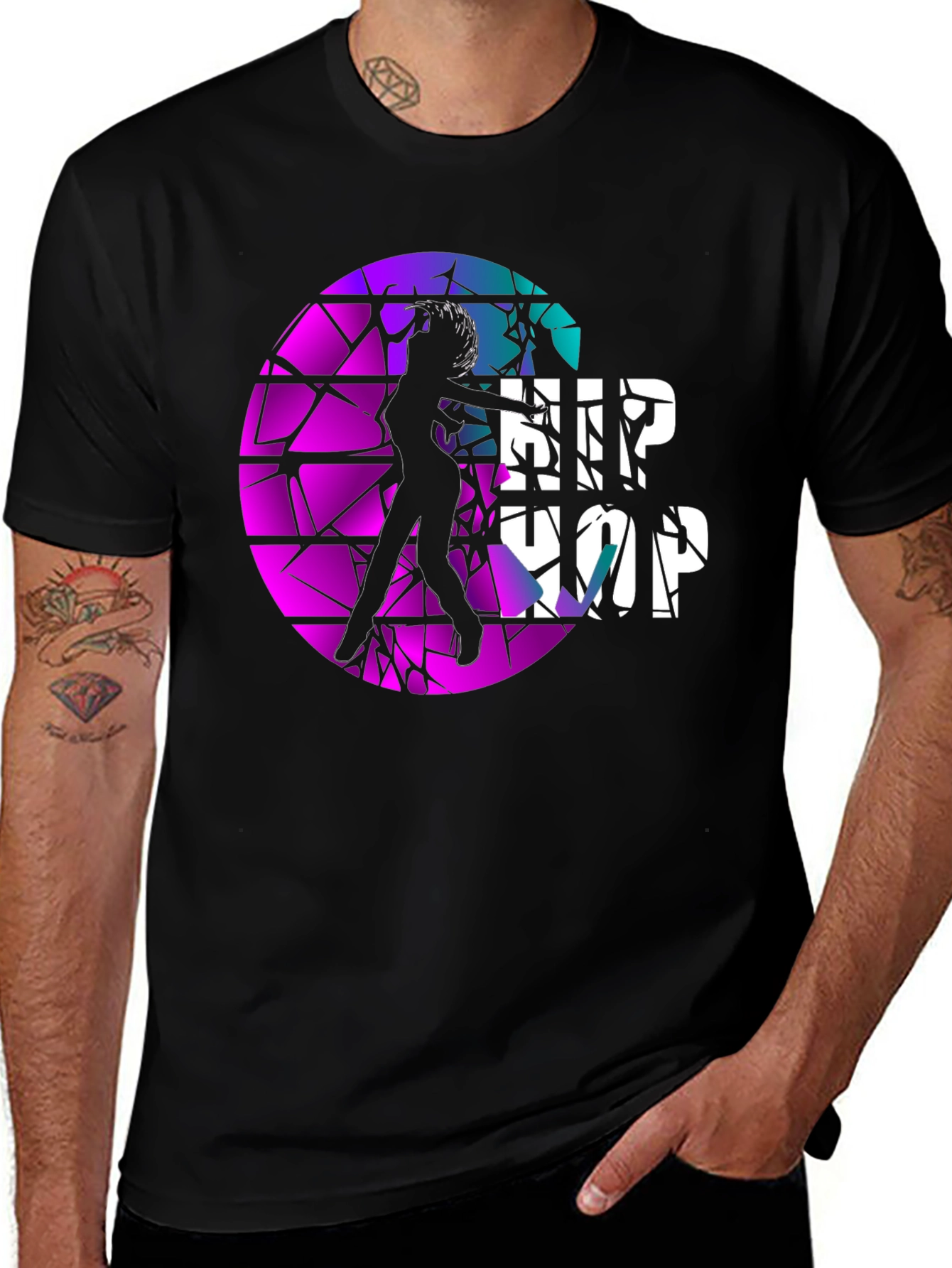 Variant 24 of Hip Hop Graphic Tee - Stylish Black T-Shirt