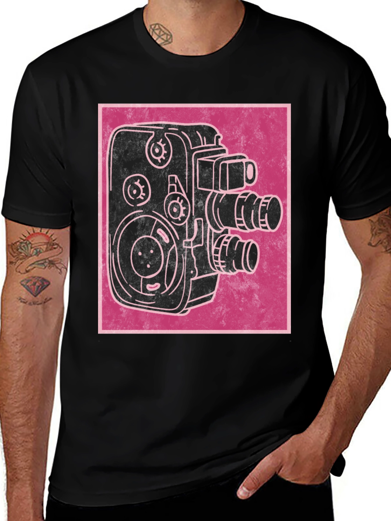Vintage Movie Camera Graphic T-Shirt - Retro Film Lover Tee