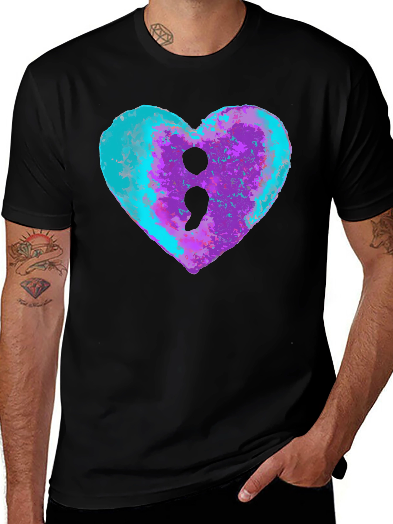 Variant 4 of Semicolon Heart Tee - Mental Health Awareness Shirt