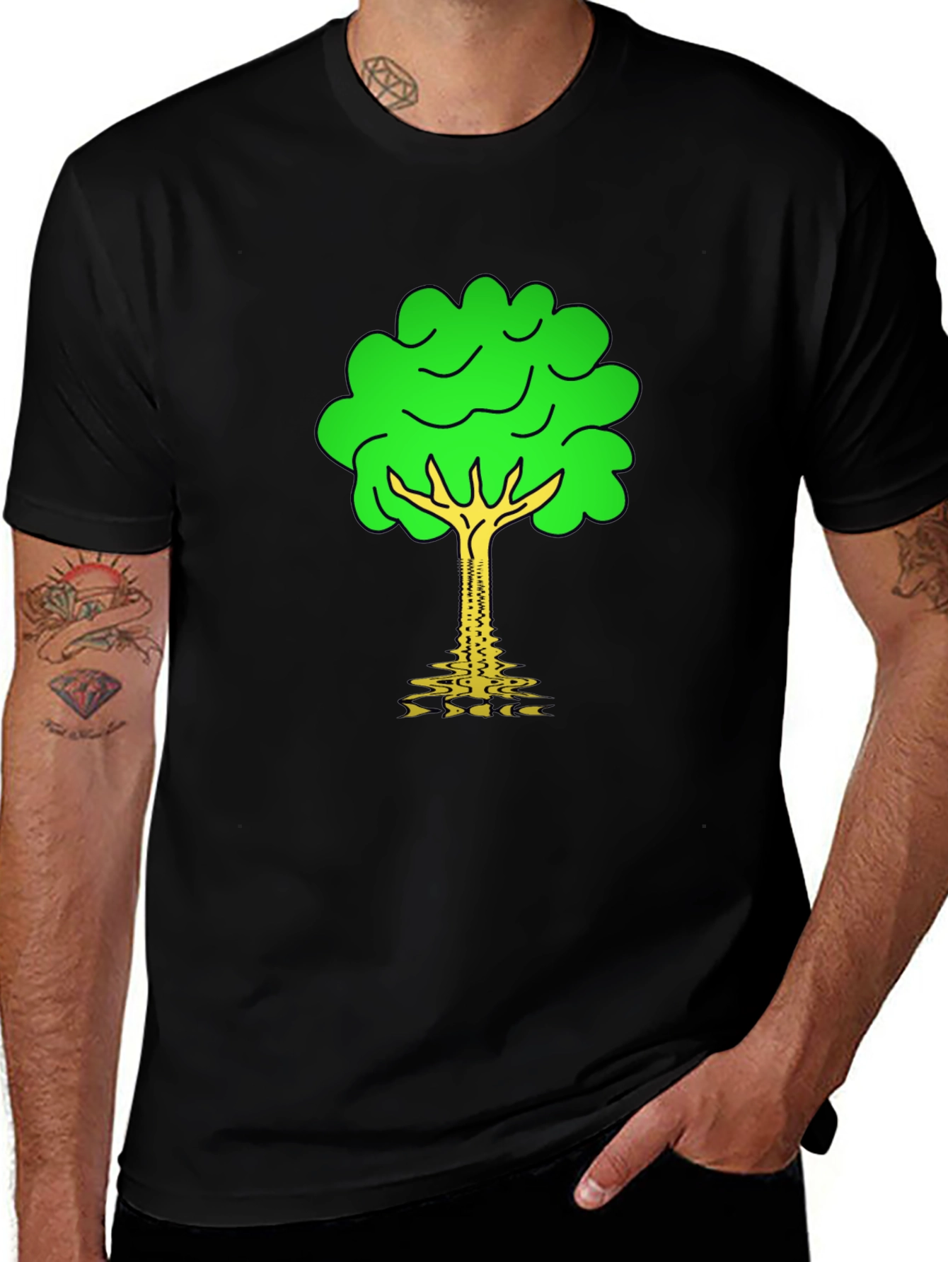 Variant 23 of Nature Tree Graphic Tee - Black Cotton Blend T-Shirt