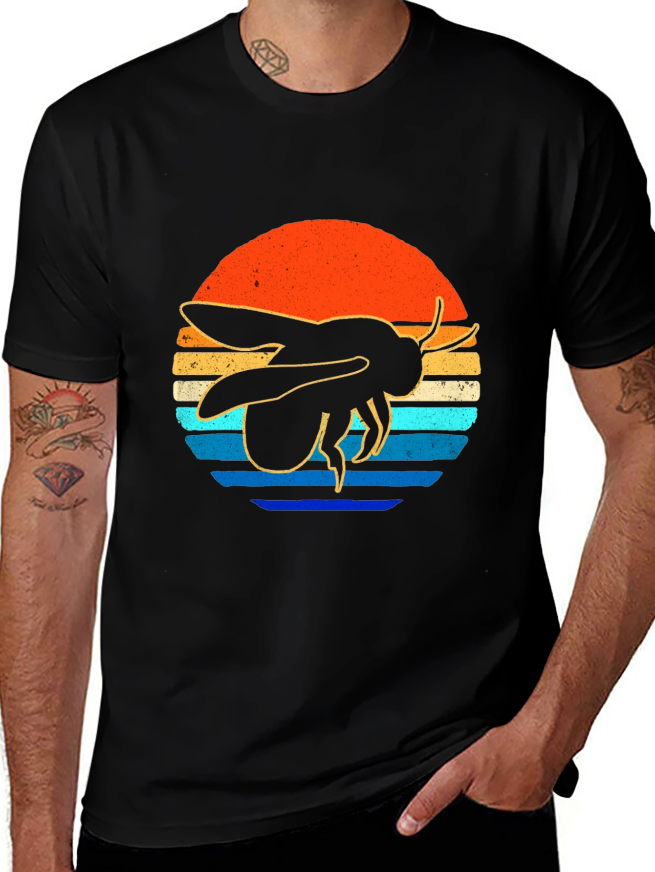 Variant 29 of Retro Bee Graphic Tee - Black T-Shirt