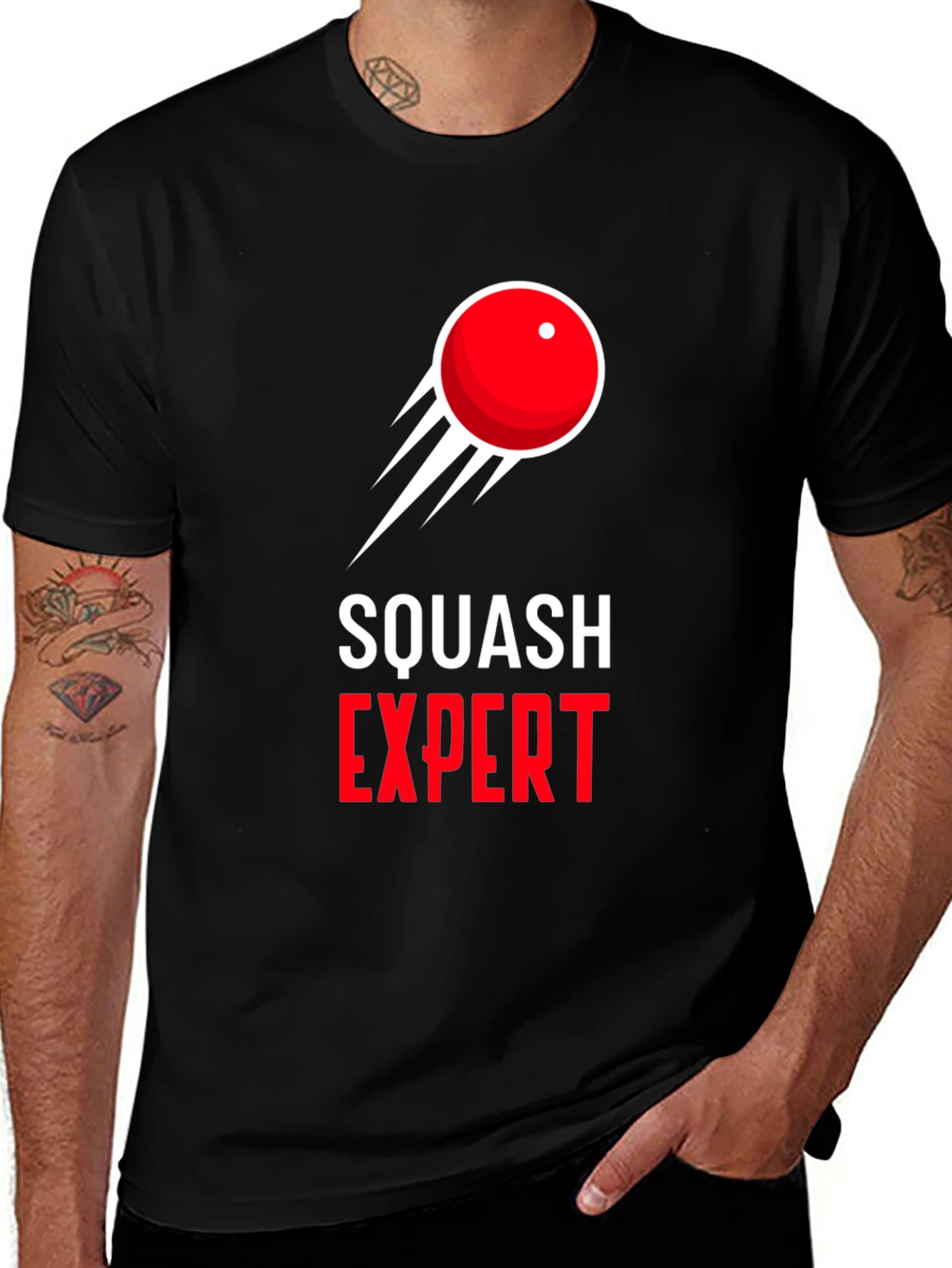 Variant 7 of Squash Expert Graphic Tee - Black Cotton T-Shirt