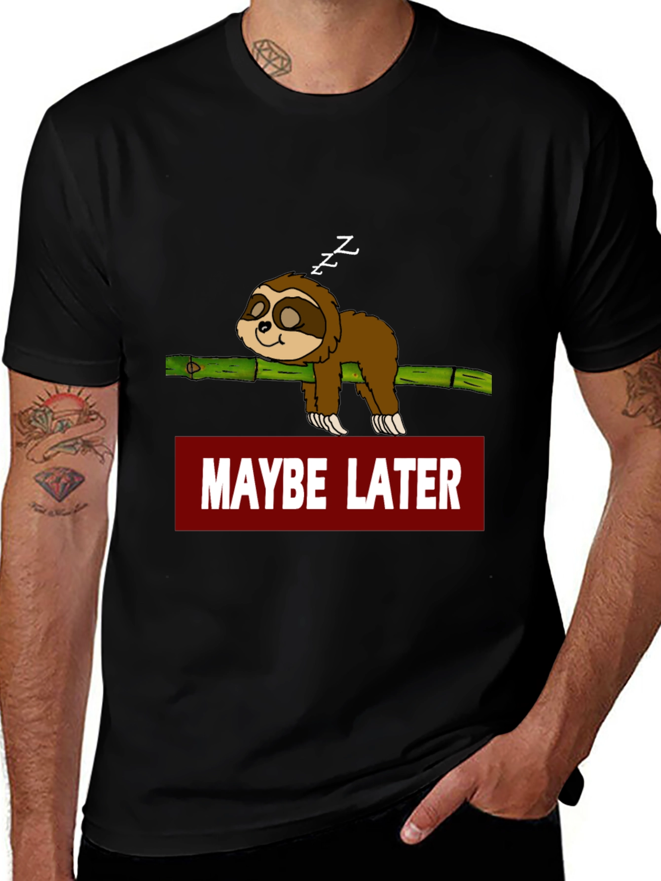 Variant 22 of Maybe Later Sloth Graphic Tee - Relaxed Fit