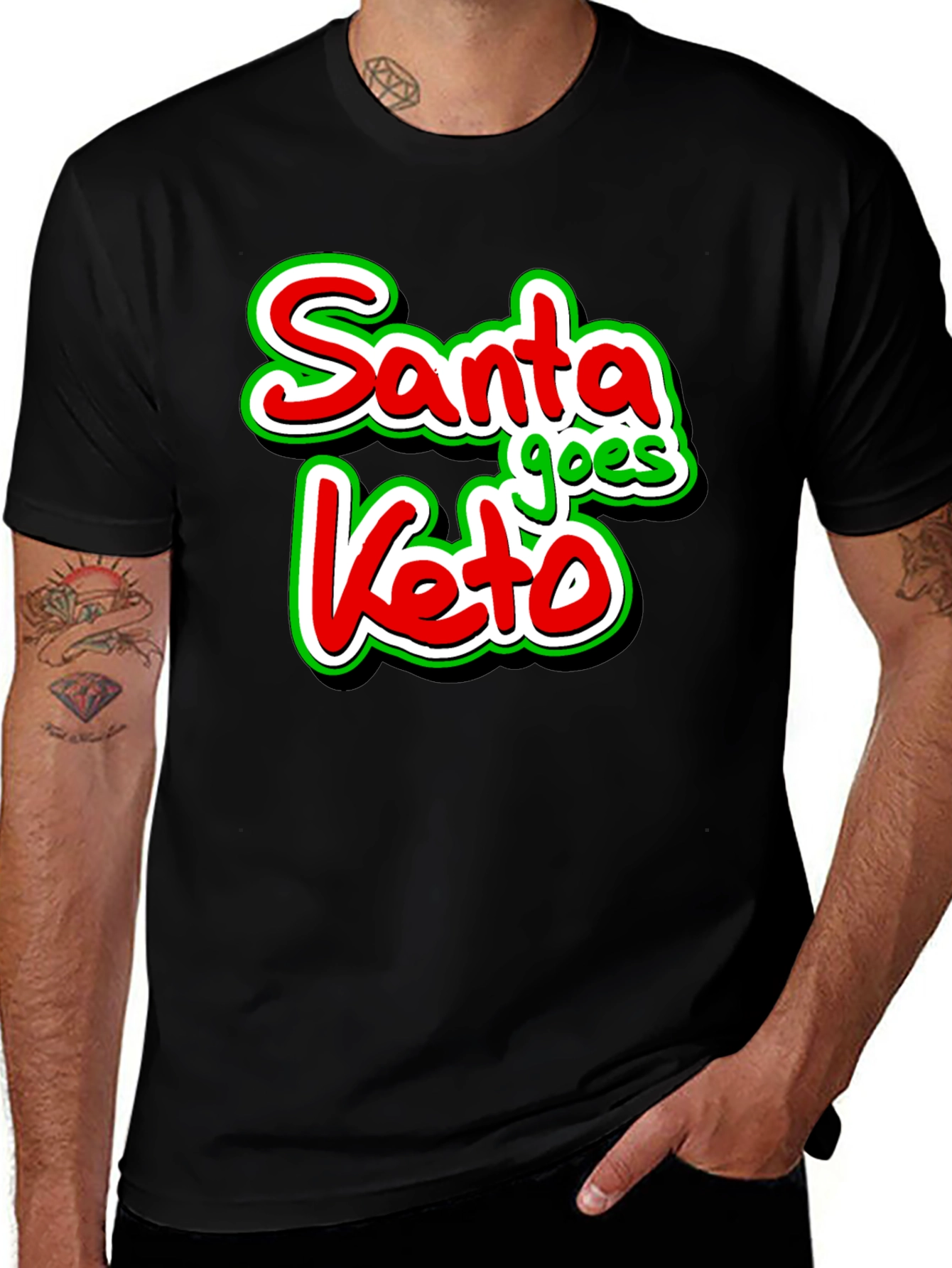 Santa Goes Keto T-Shirt - Funny Christmas Diet Tee