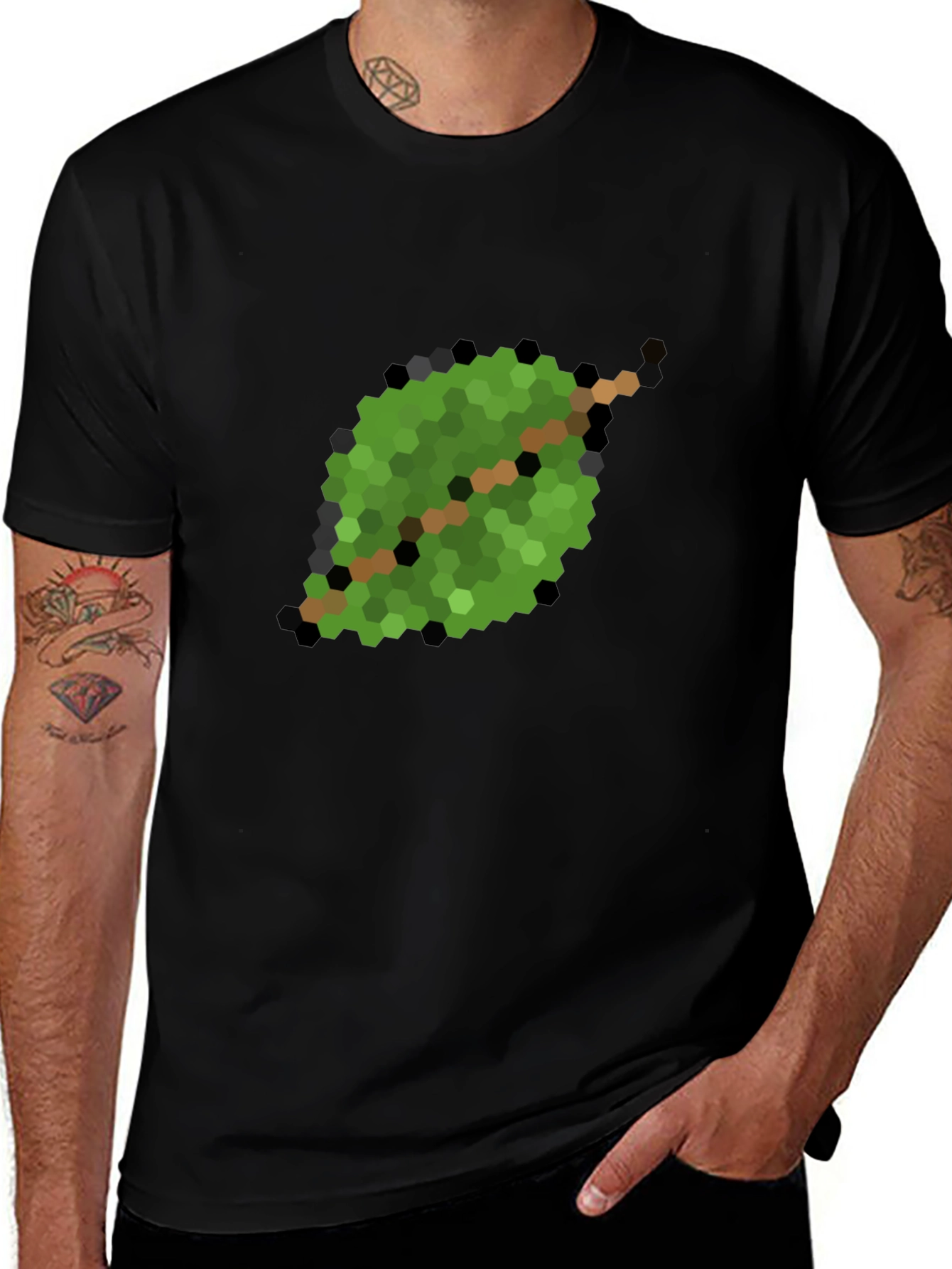 Variant 22 of Pixelated Leaf Graphic Tee - Cool Casual Style