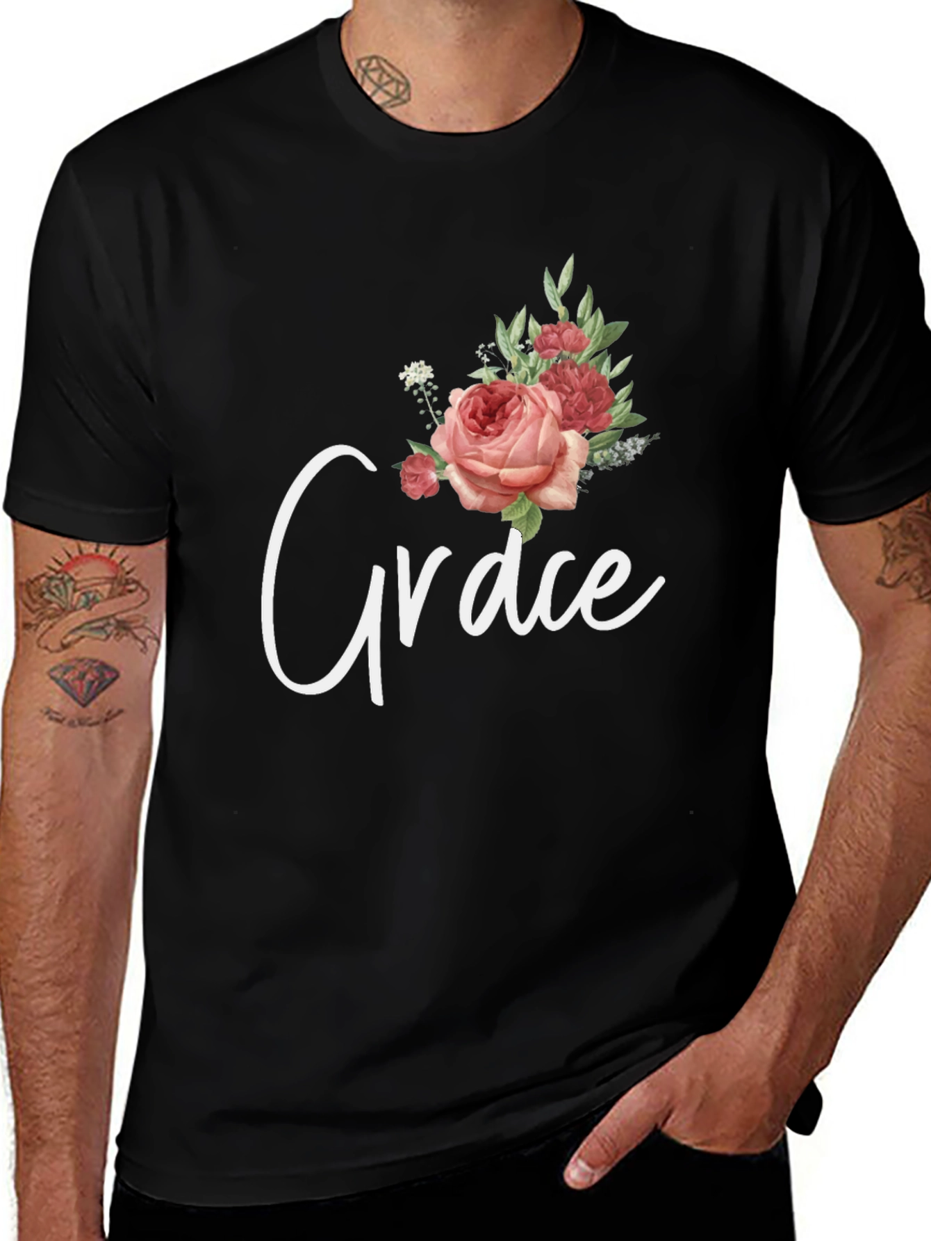 Variant 22 of Grace Floral Graphic T-Shirt - Stylish Unisex Tee