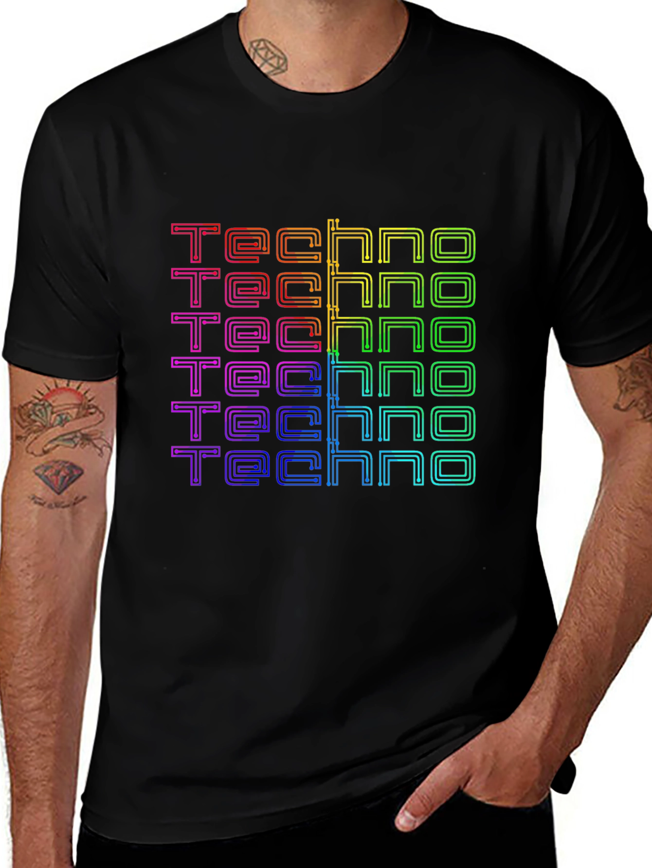 Variant 23 of Retro Techno Rainbow Graphic T-Shirt