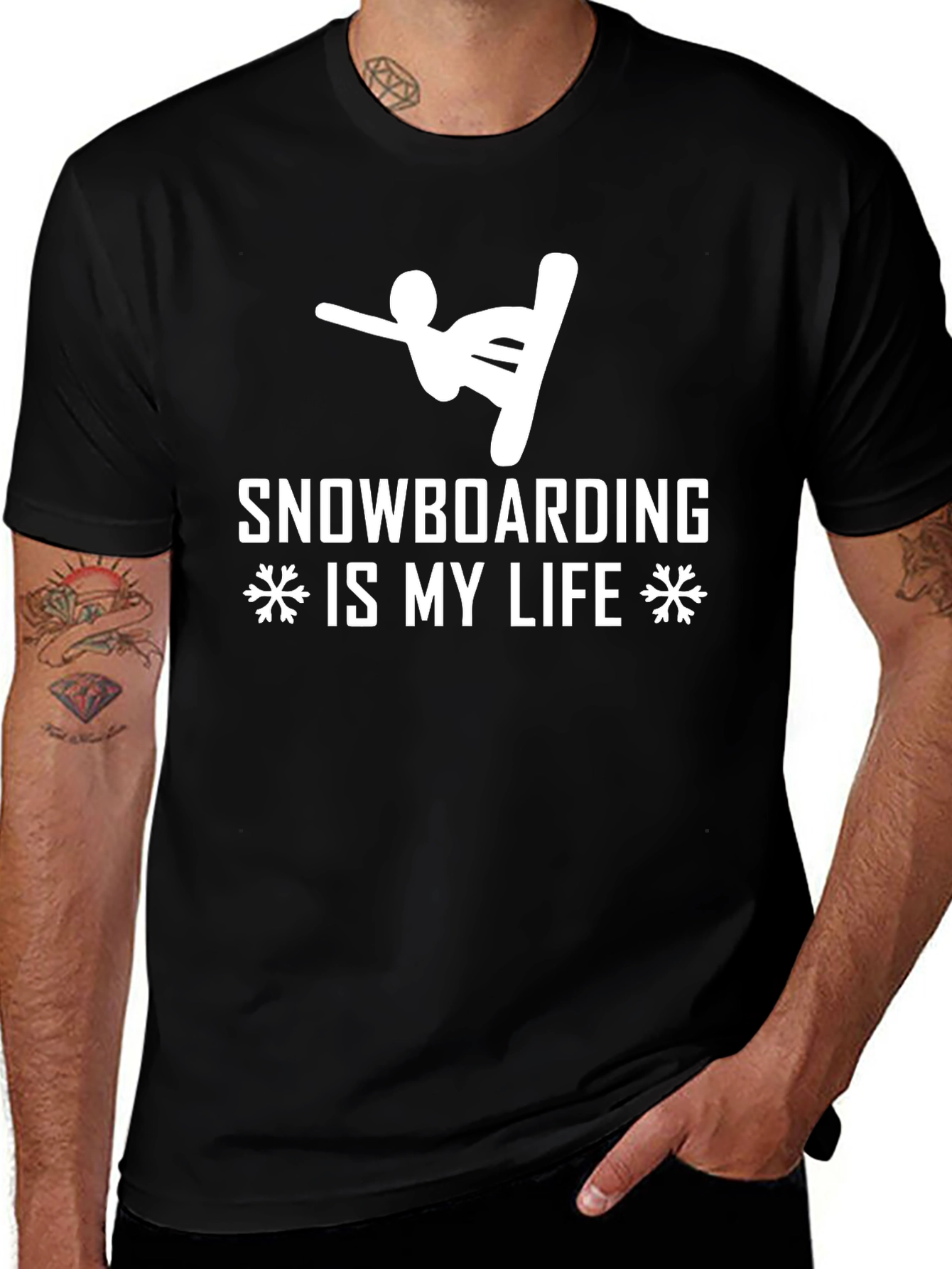 Variant 7 of Snowboarding Is My Life Black Graphic Tee