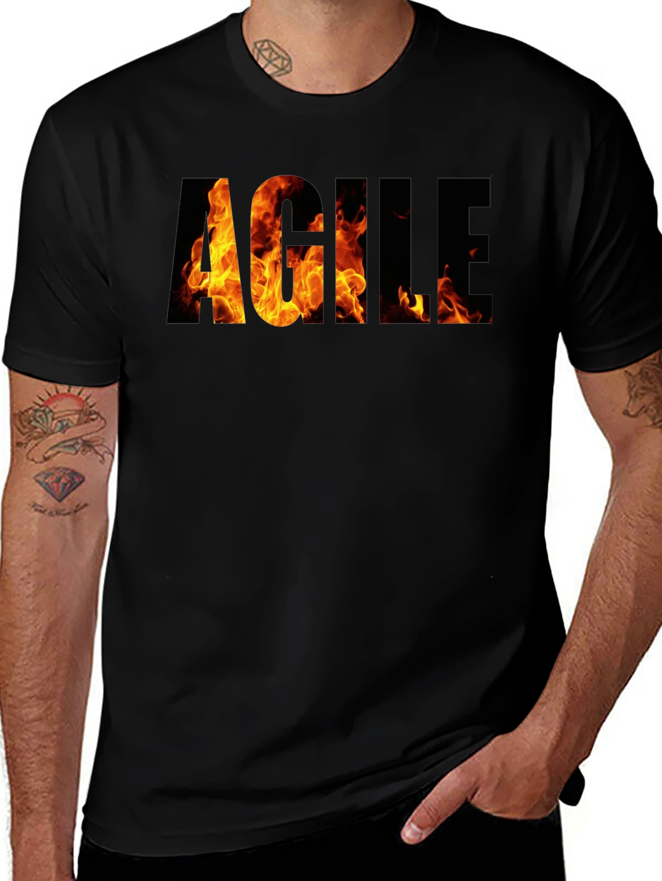 Agile Burning Text T-Shirt - Cool Software Dev Tee
