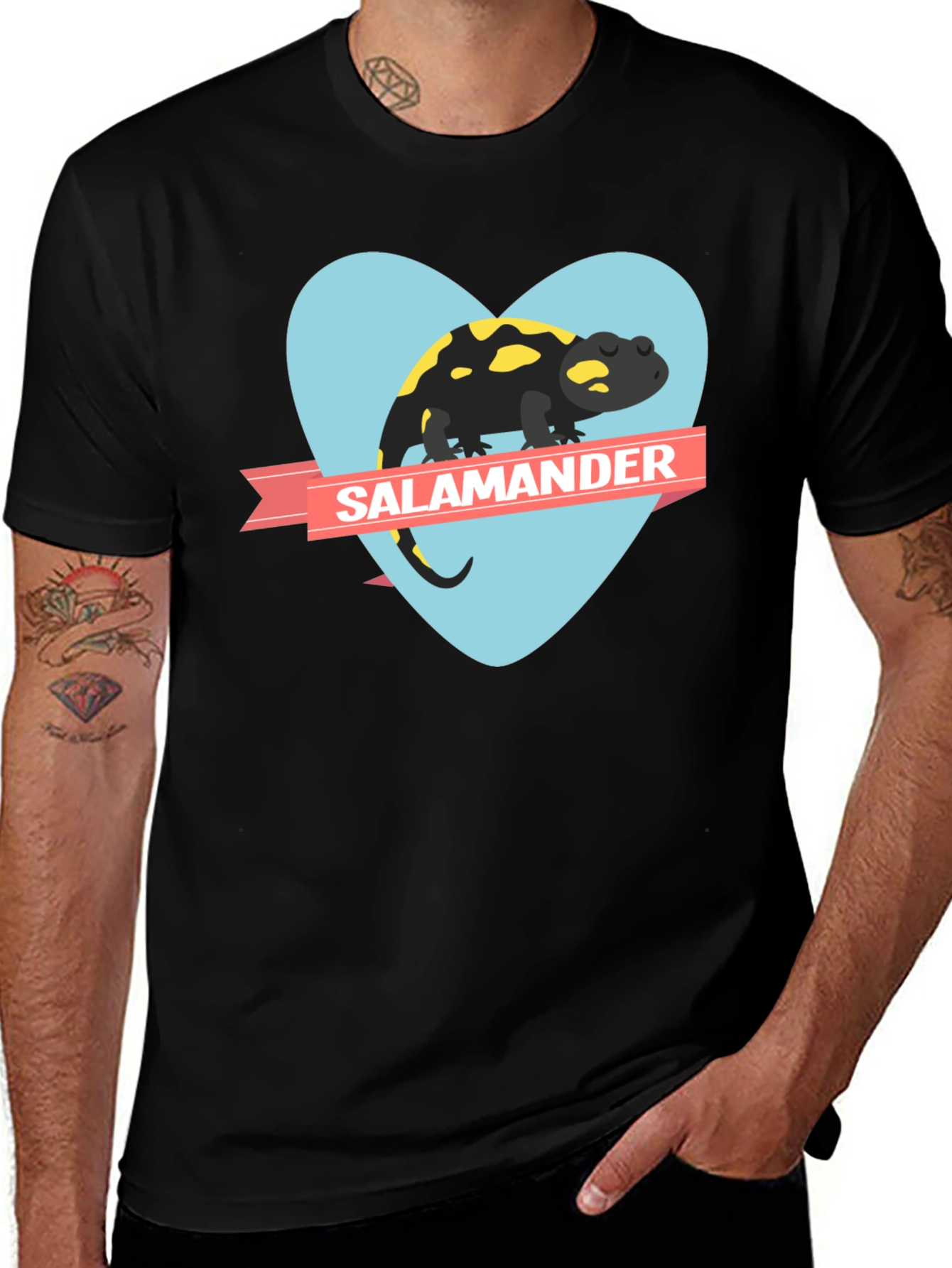 Variant 10 of Salamander Heart Graphic Black T-Shirt