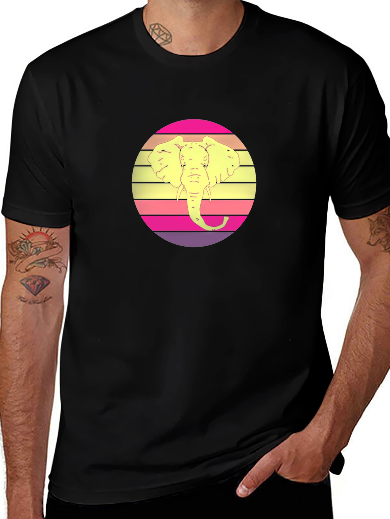 Variant 27 of Elephant Retro Sunset Graphic Tee