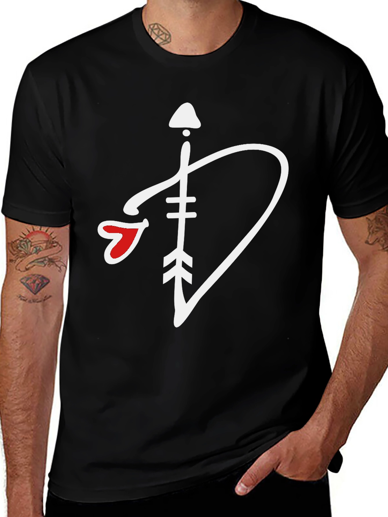 Variant 16 of Arrow Heart Graphic Tee - Black Cotton T-Shirt