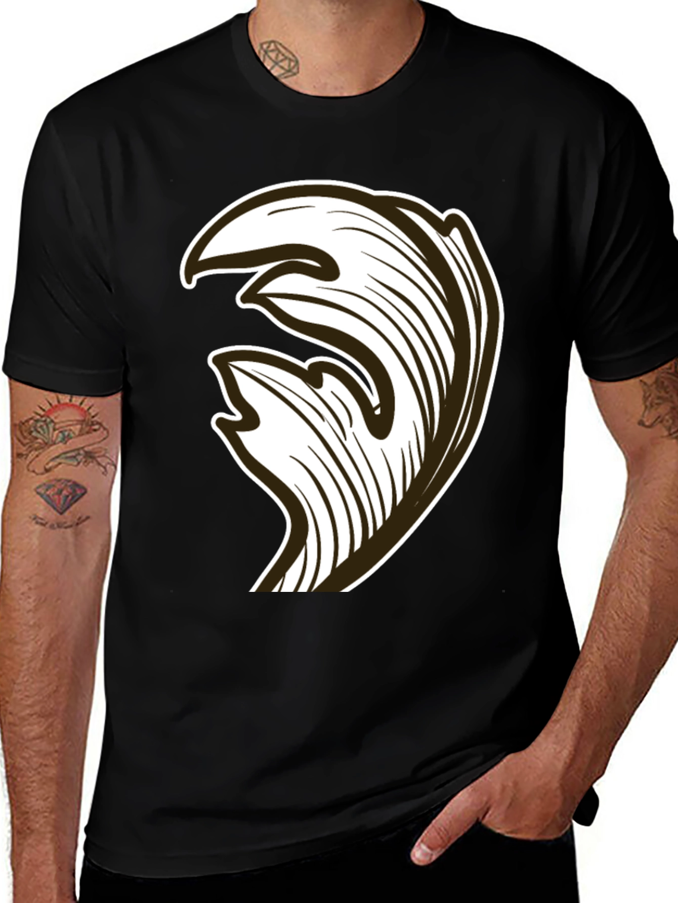 Variant 14 of Modern Abstract Wave Design Black T-Shirt