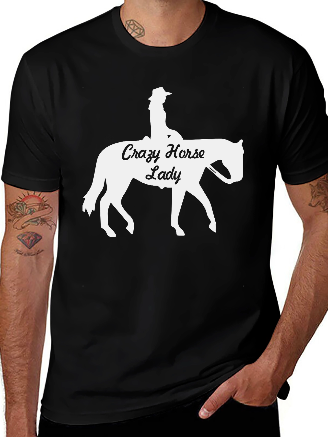 Variant 18 of Crazy Horse Lady Graphic T-Shirt Black