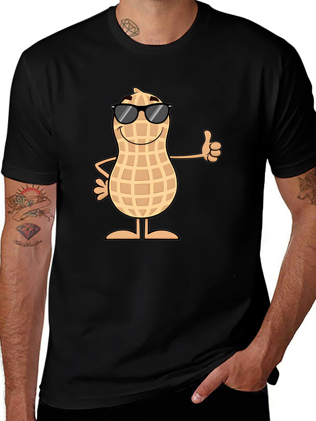 Variant 8 of Cool Peanut Graphic Tee - Black Cotton T-Shirt