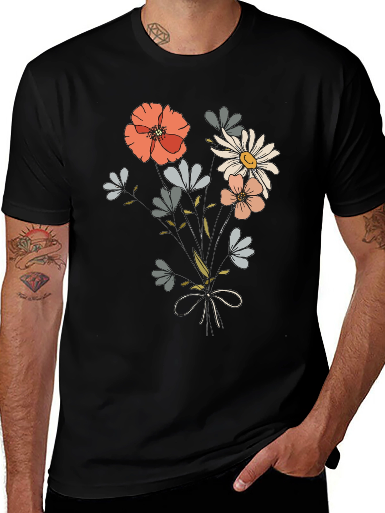 Variant 18 of Floral Bouquet Graphic Tee - Casual Comfort
