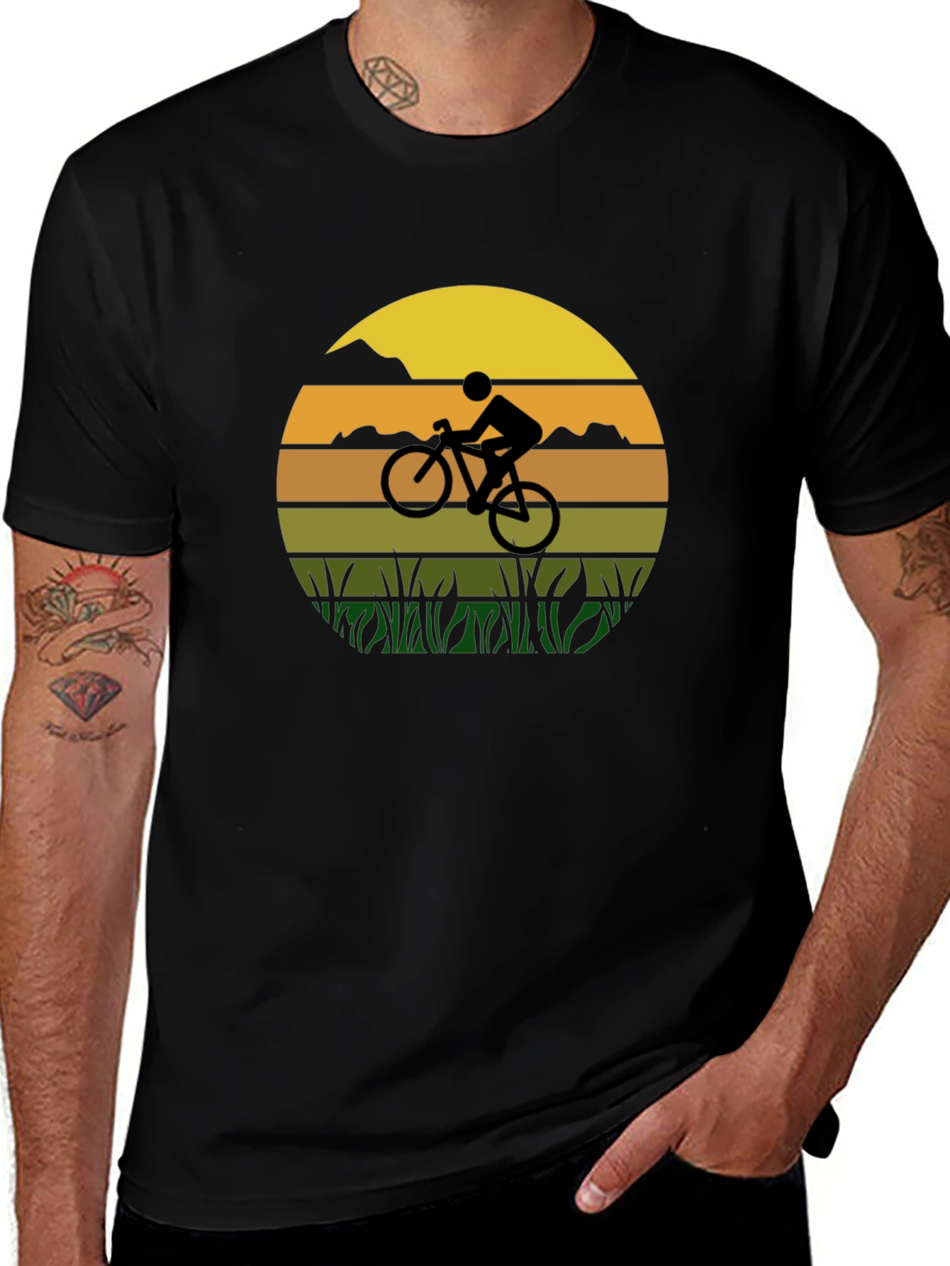Variant 17 of Retro Biker T-Shirt: Mountain Sunset Design