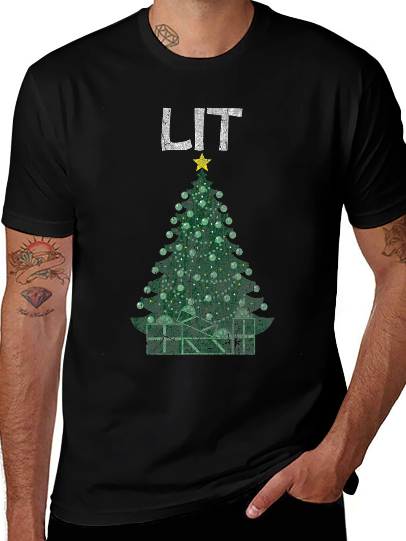Lit Christmas Tree T-Shirt - Holiday Festive Tee